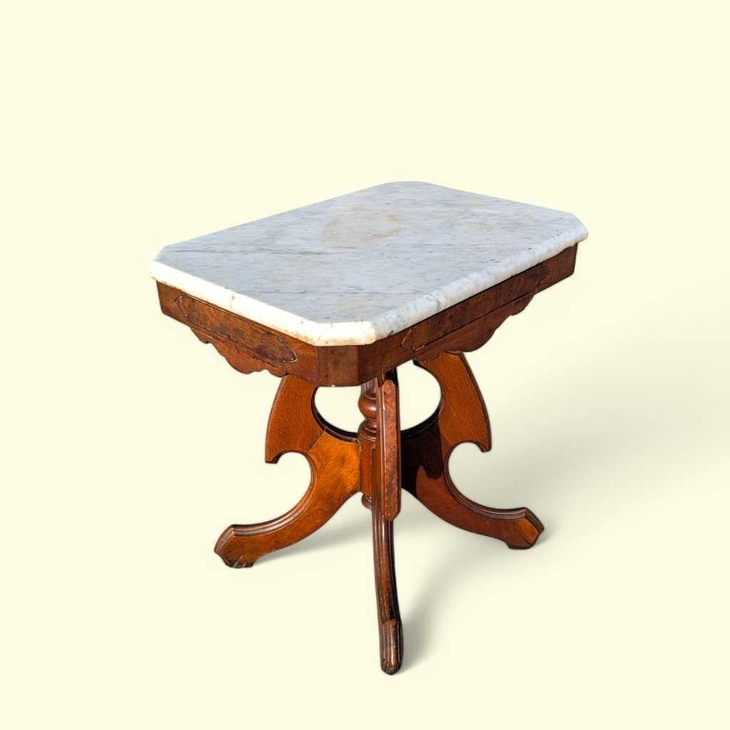 Antique Eastlake Marble-Top Side Table, Late 19th Century For Sale 3