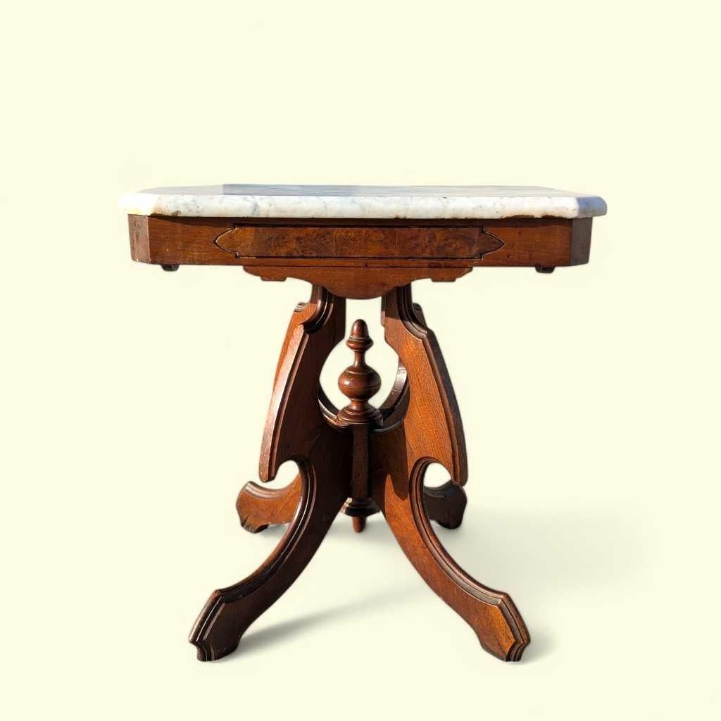 Antique Eastlake Marble-Top Side Table, Late 19th Century For Sale 6
