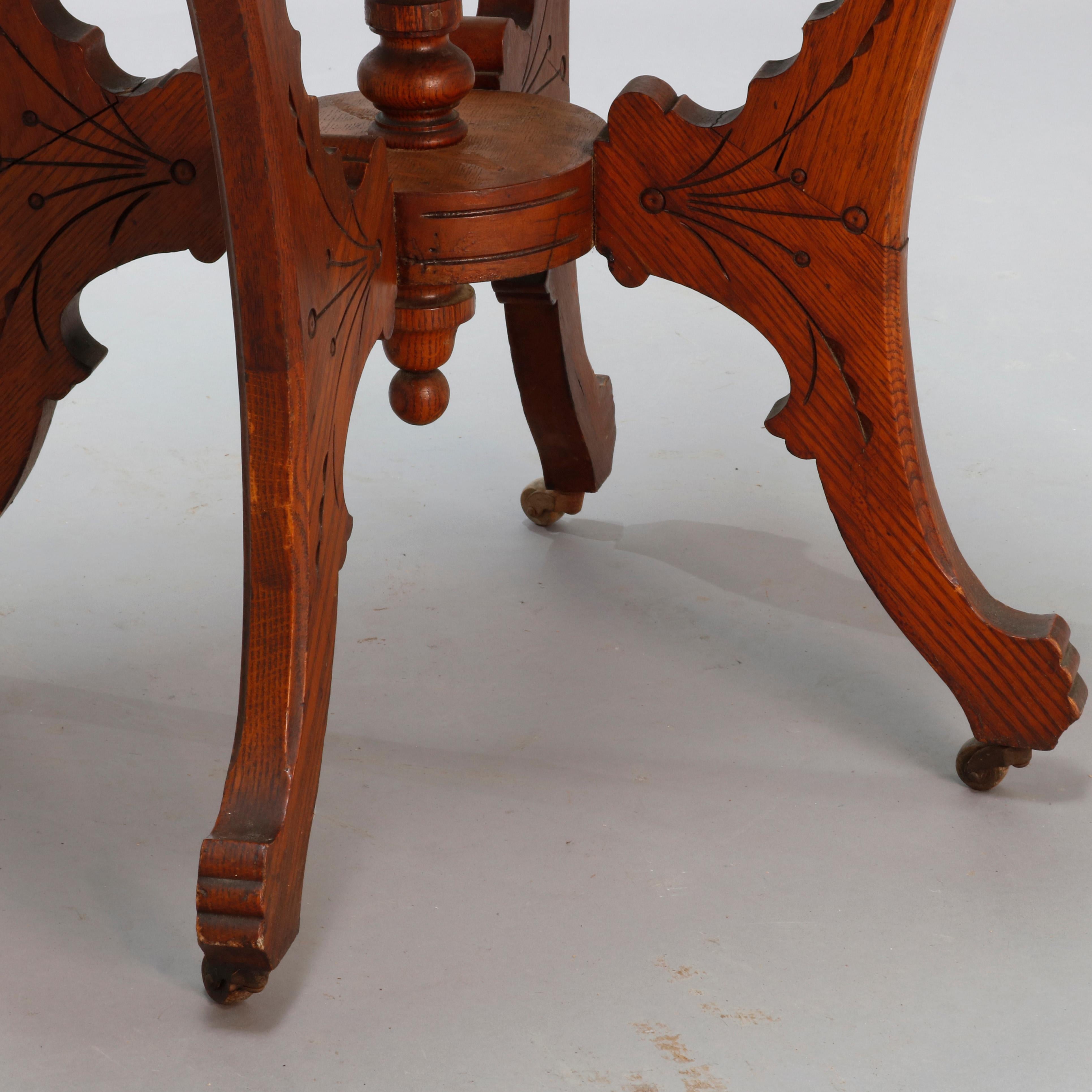 Antique Eastlake Oak Regina Music Box Stand, circa 1900 1