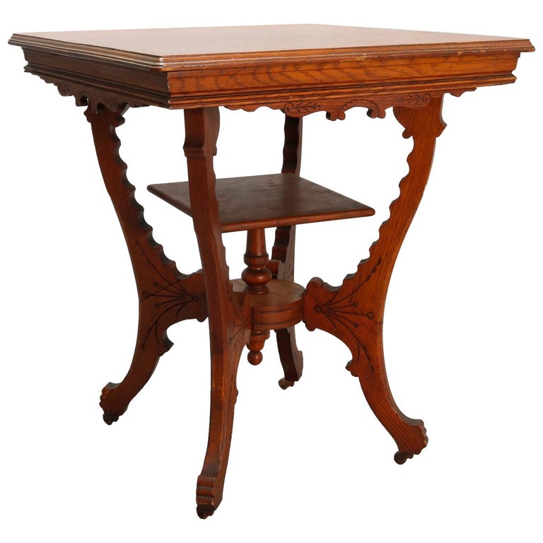 Antique Eastlake Oak Regina Music Box Stand, circa 1900 at 1stDibs