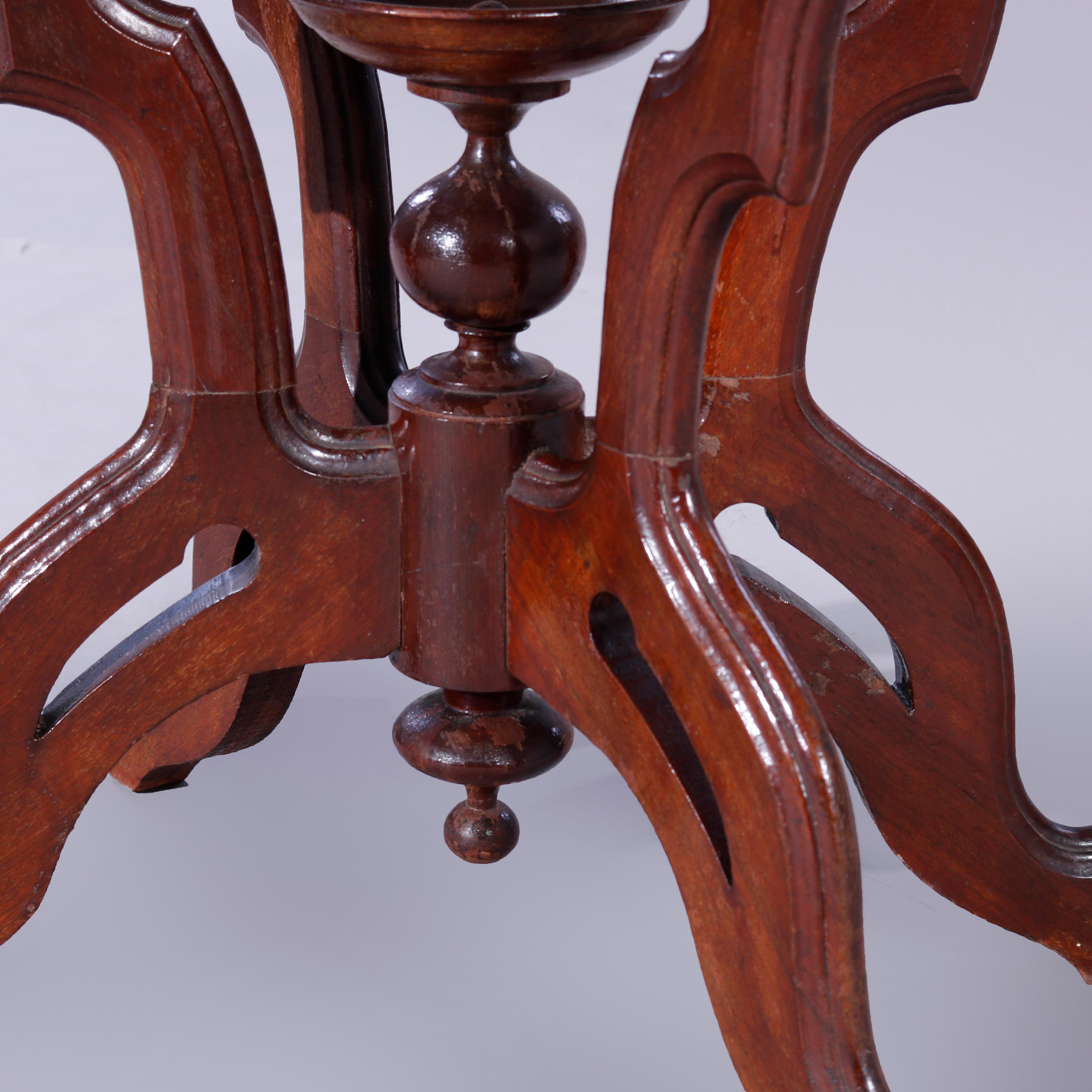 Antique Eastlake Oval Walnut & Marble Parlor Table, c1890 5