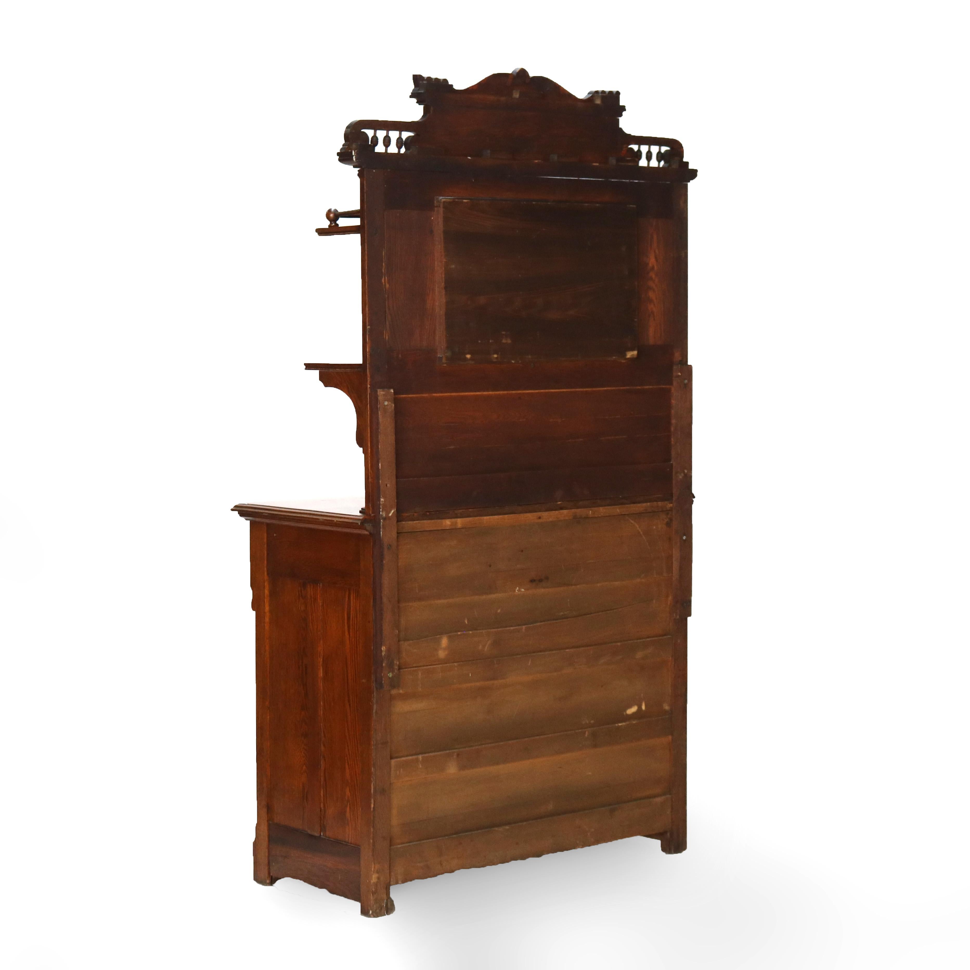 Antique Eastlake Credenza in due pezzi in legno di Oak intagliato con specchio C1910 in vendita 11