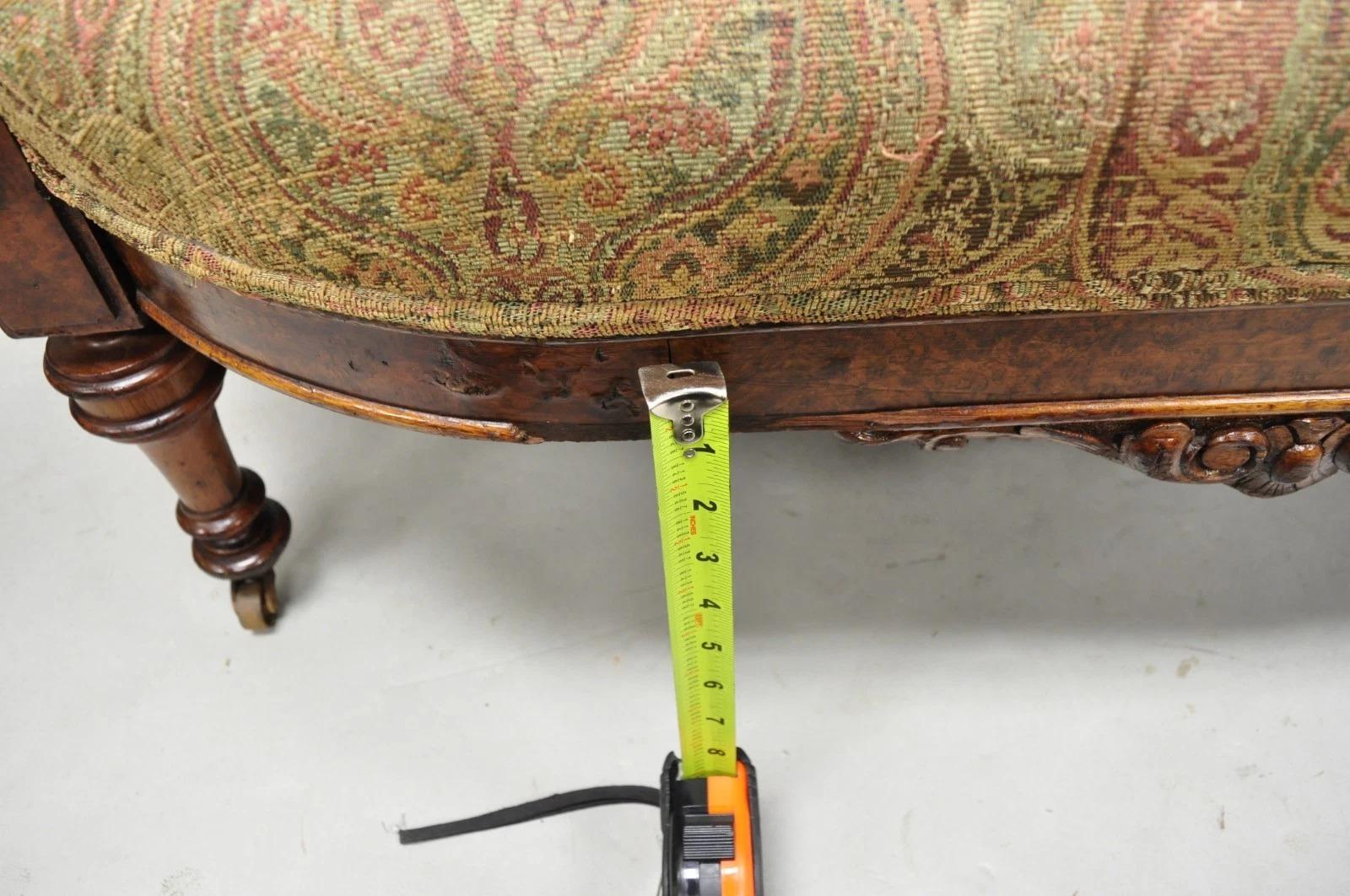 Antique Eastlake Victorian Carved Burl Walnut Parlor Set Sofa & 2 Chairs - 3 Pcs For Sale 8