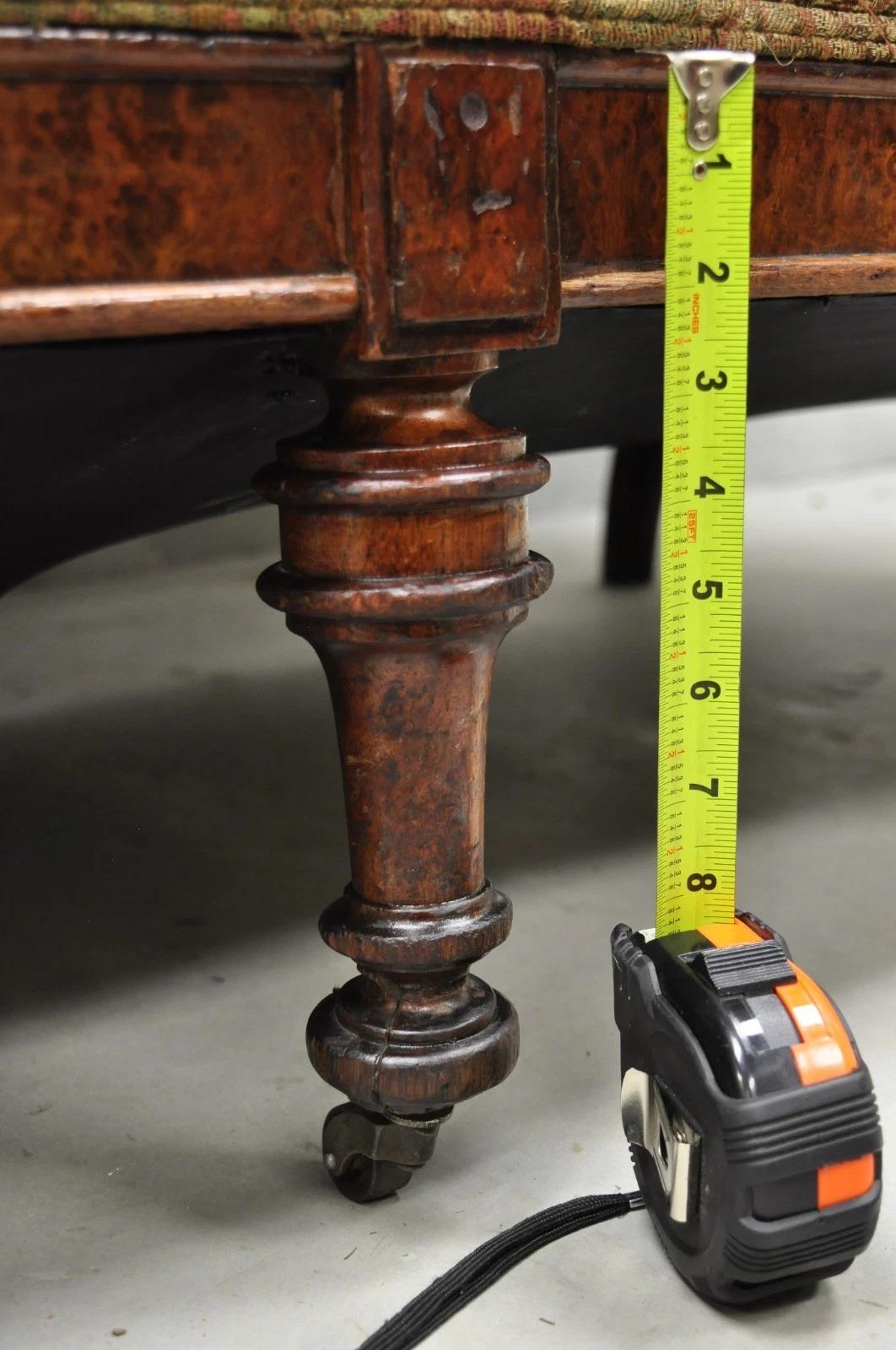 Antique Eastlake Victorian Carved Burl Walnut Parlor Set Sofa & 2 Chairs - 3 Pcs For Sale 11