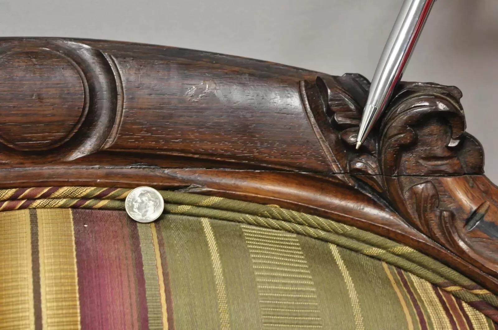 Antique Eastlake Victorian Carved Rosewood Parlor Balloon Back Arm Chair 1