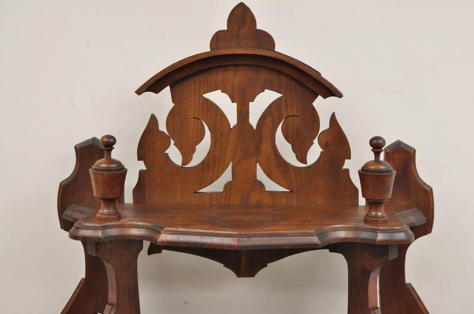 Unknown Antique Eastlake Victorian Carved Walnut 5 Tier Etagere Curio Whatnot Stand For Sale
