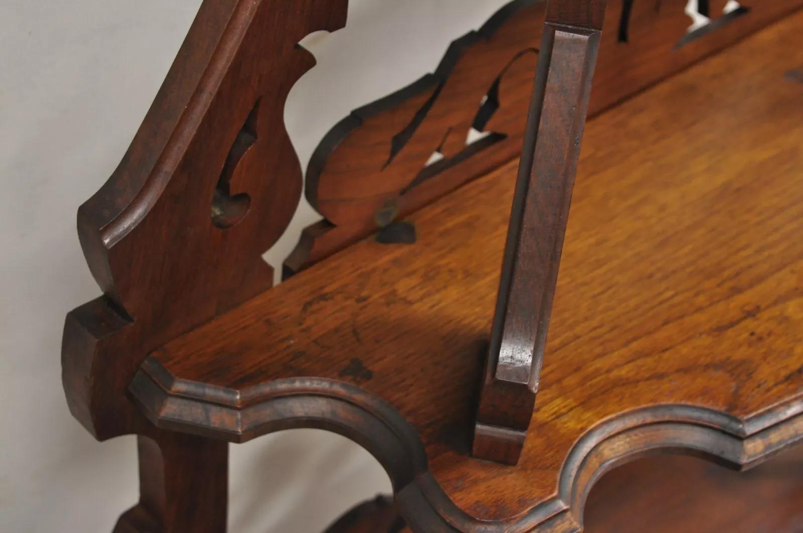 Antique Eastlake Victorian Carved Walnut 5 Tier Etagere Curio Whatnot Stand For Sale 2