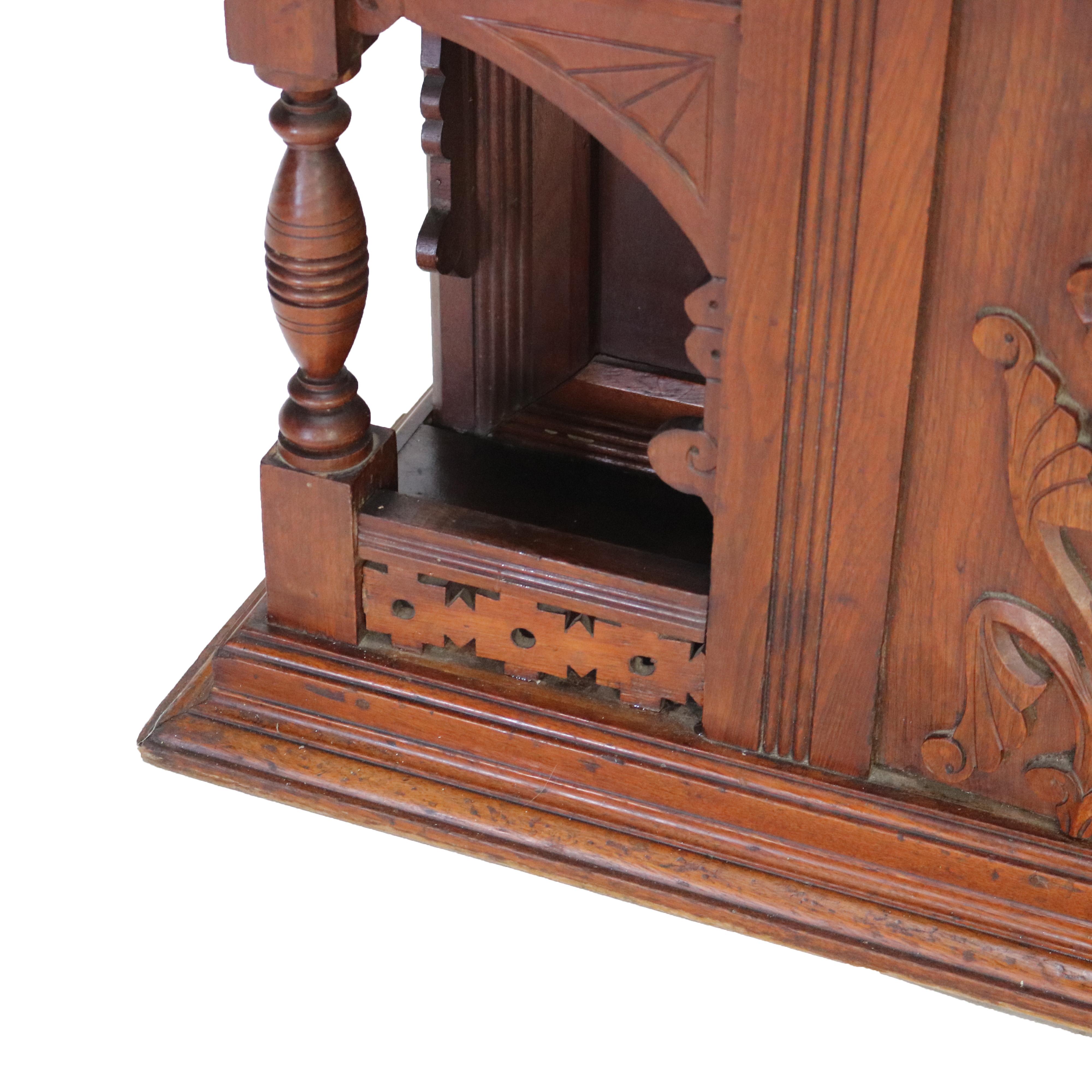 Antique Eastlake Victorian Carved Walnut And Burl Pier Mirror