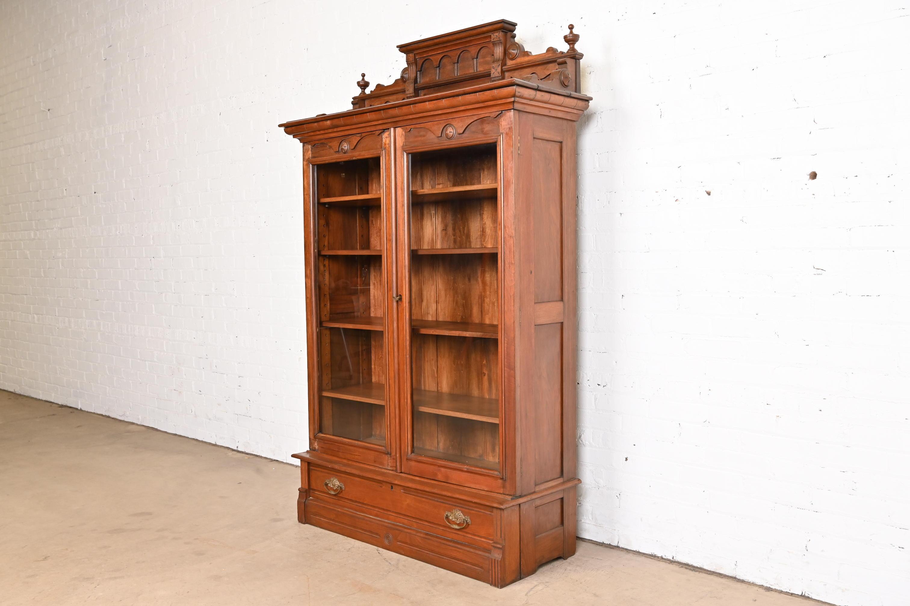 antique walnut bookcase