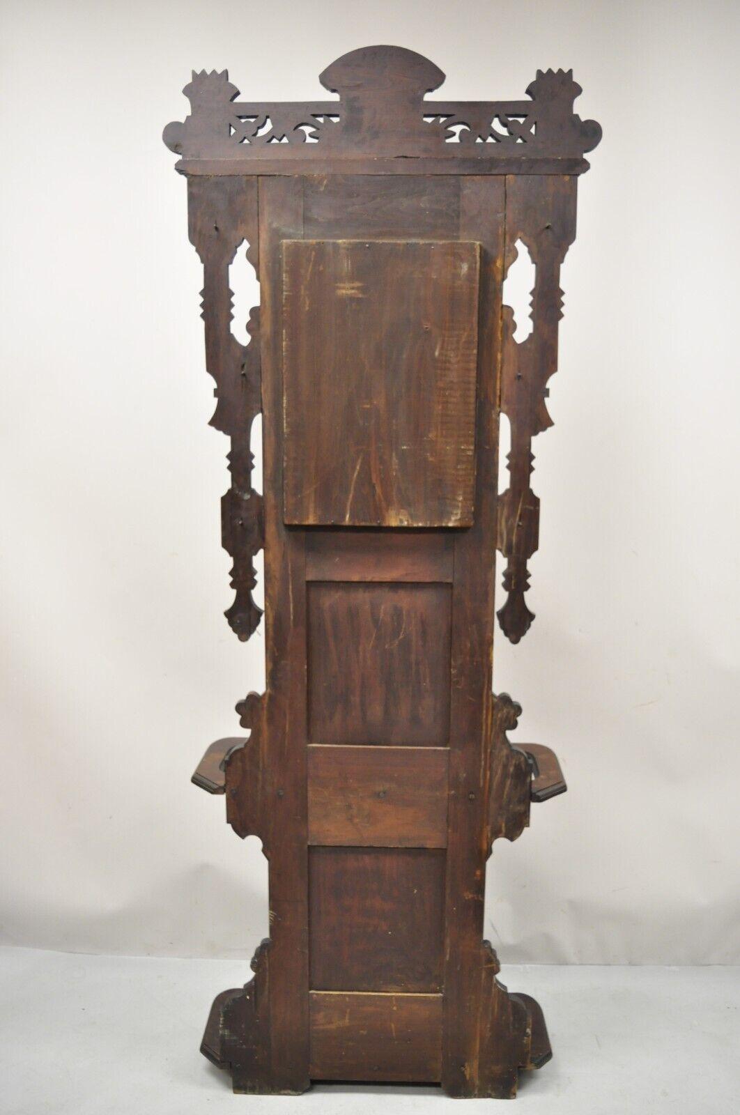 Antique Eastlake Victorian Carved Walnut Hall Tree Coat Stand 5