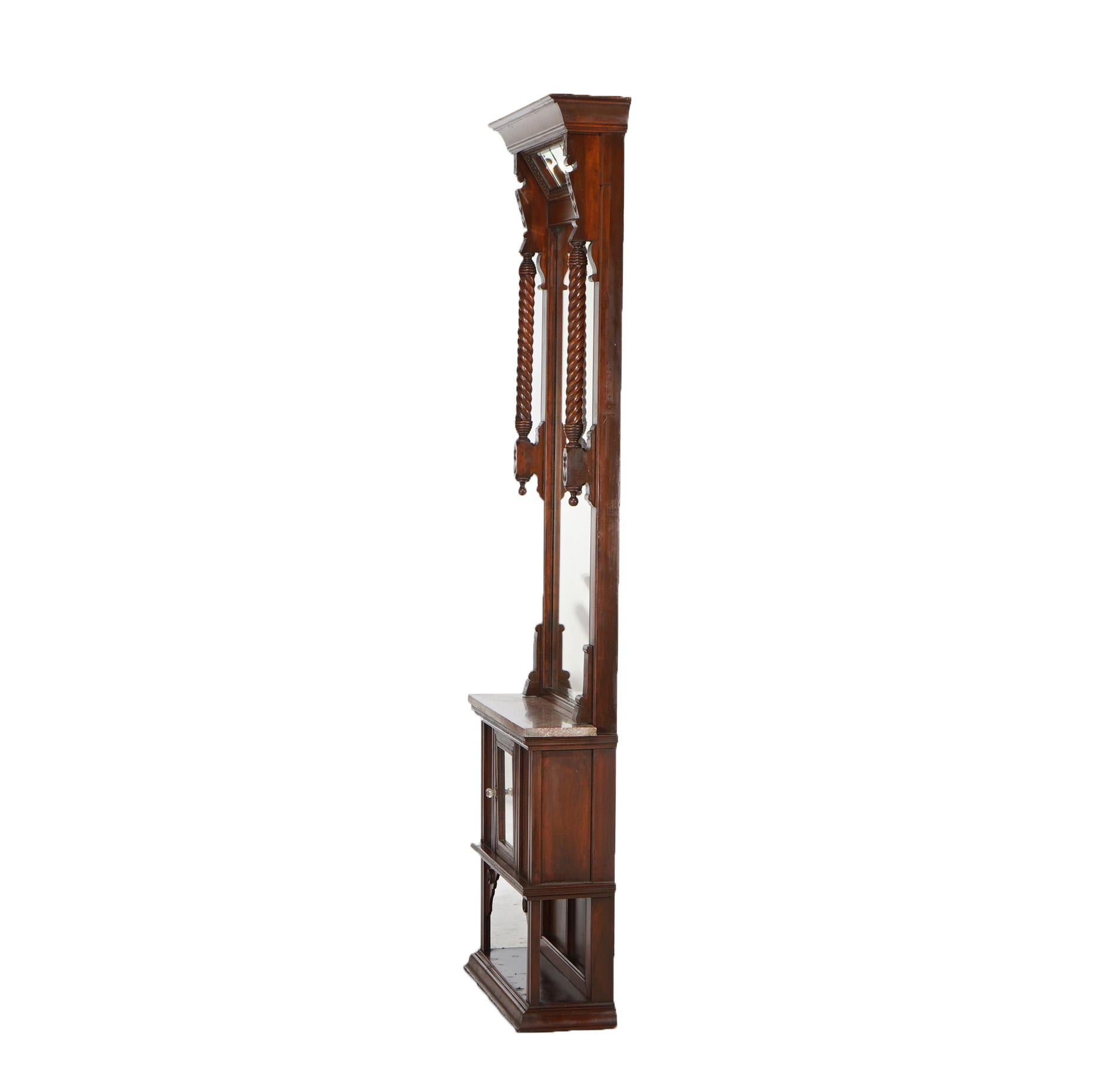 Antique Eastlake Victorian Carved Walnut & Marble Top Pier Mirror C1890 7
