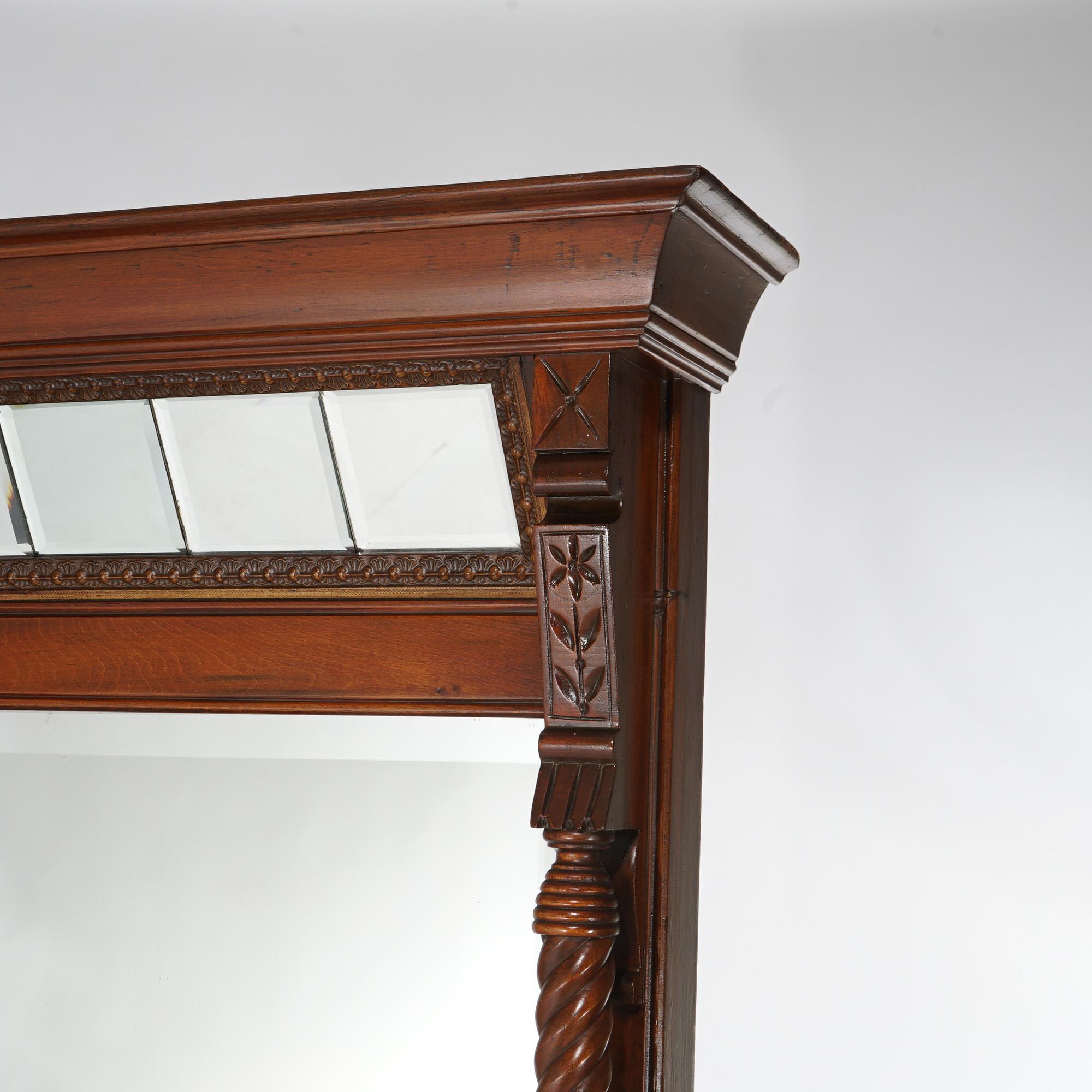 Antique Eastlake Victorian Carved Walnut & Marble Top Pier Mirror C1890 4