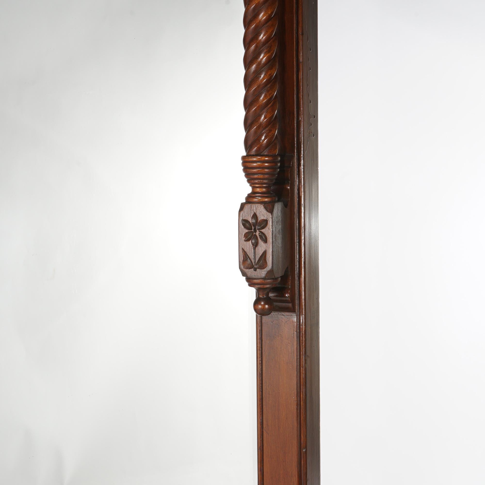 Antique Eastlake Victorian Carved Walnut & Marble Top Pier Mirror C1890 5