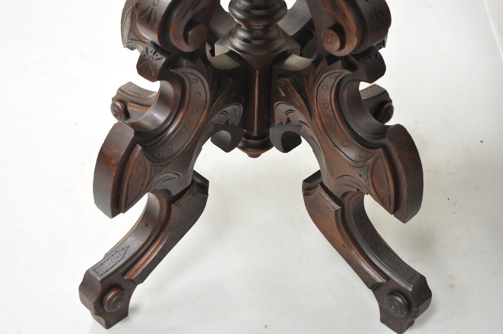 Antique Eastlake Victorian Carved Walnut Marble 