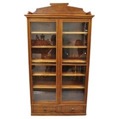 Antique Eastlake Victorian Chestnut 2 Door Bookcase China Cabinet with Drawers