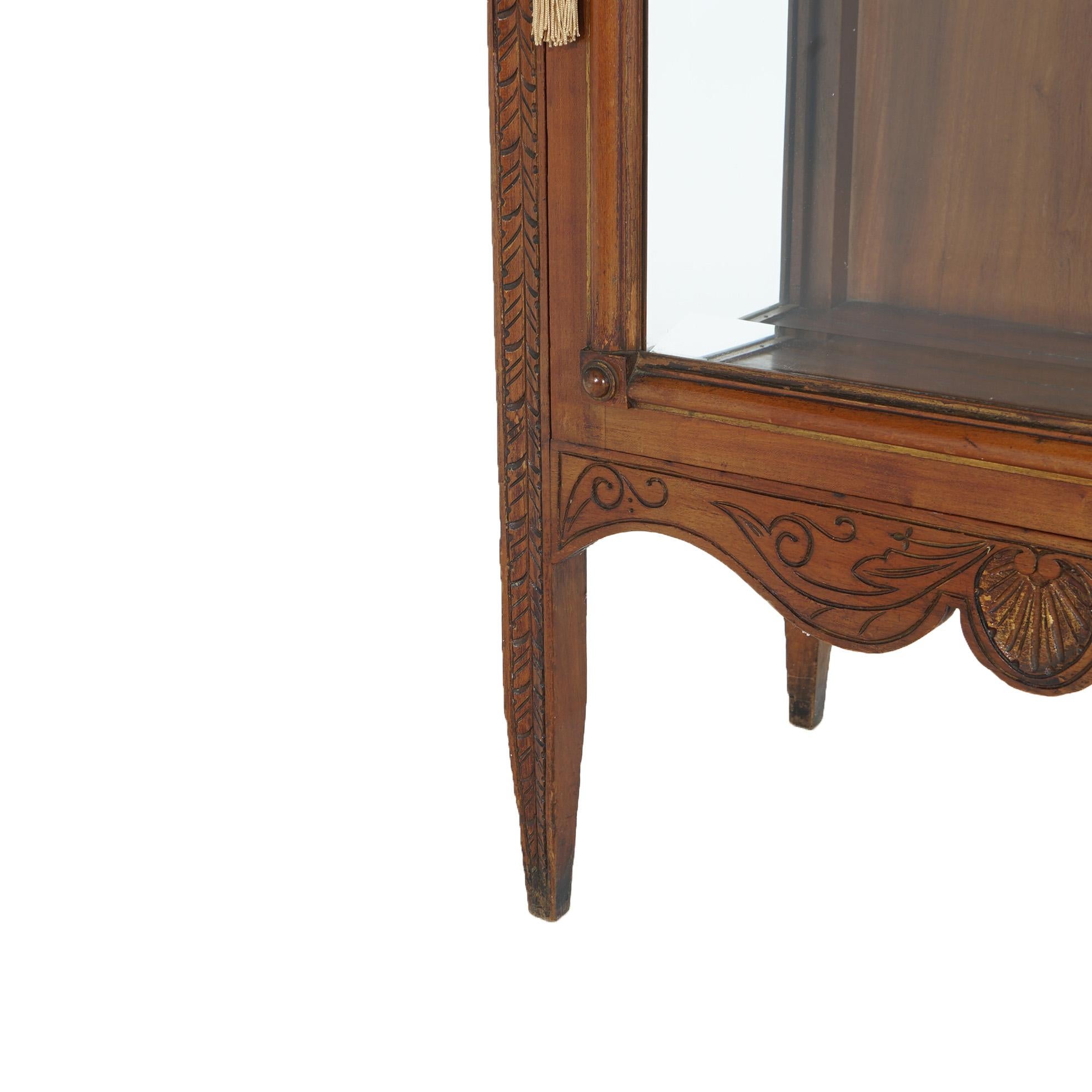 Antique Eastlake Victorian Mahogany Single Door & Mirrored Curio Cabinet C1900 For Sale 7