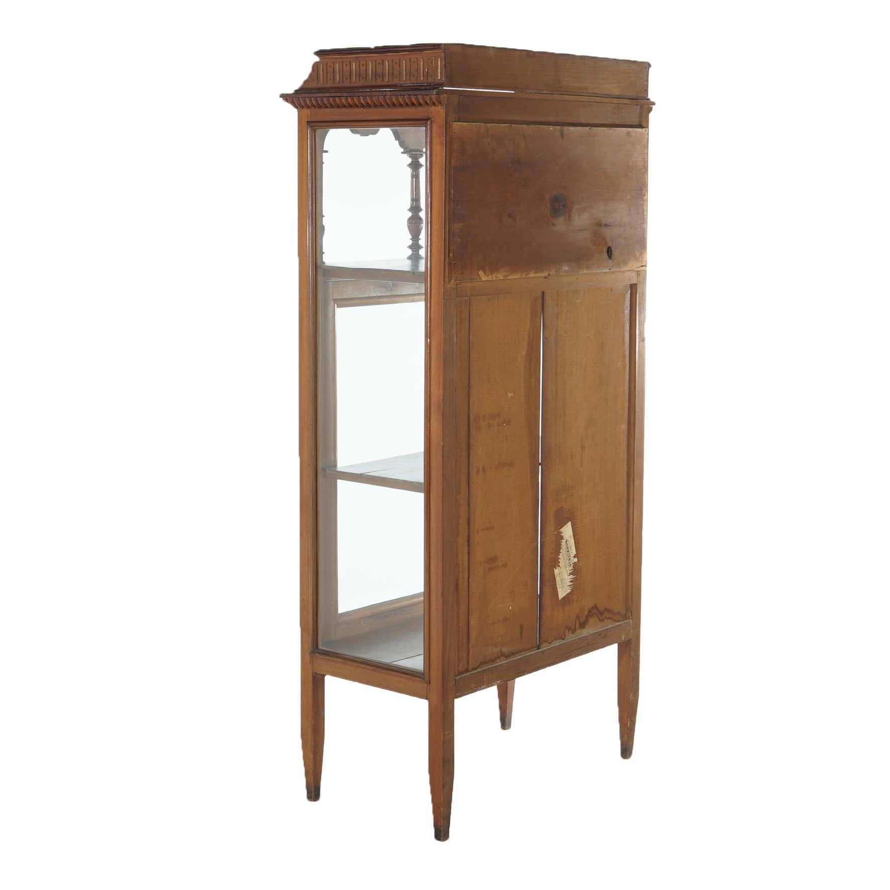 Antique Eastlake Victorian Mahogany Single Door & Mirrored Curio Cabinet C1900 For Sale 9