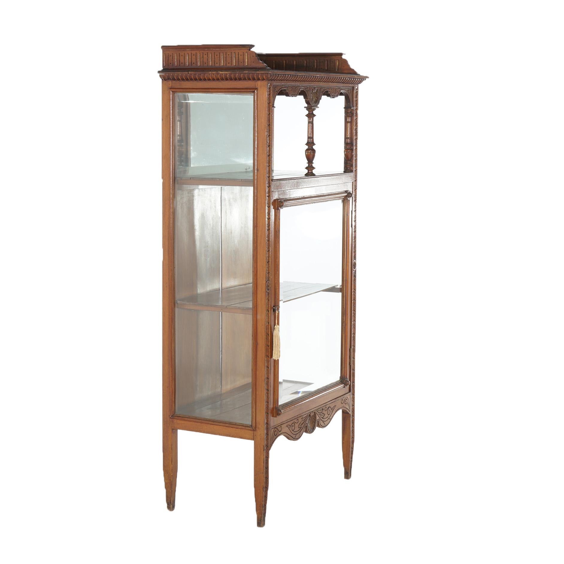 Antique Eastlake Victorian Mahogany Single Door & Mirrored Curio Cabinet C1900 For Sale 12