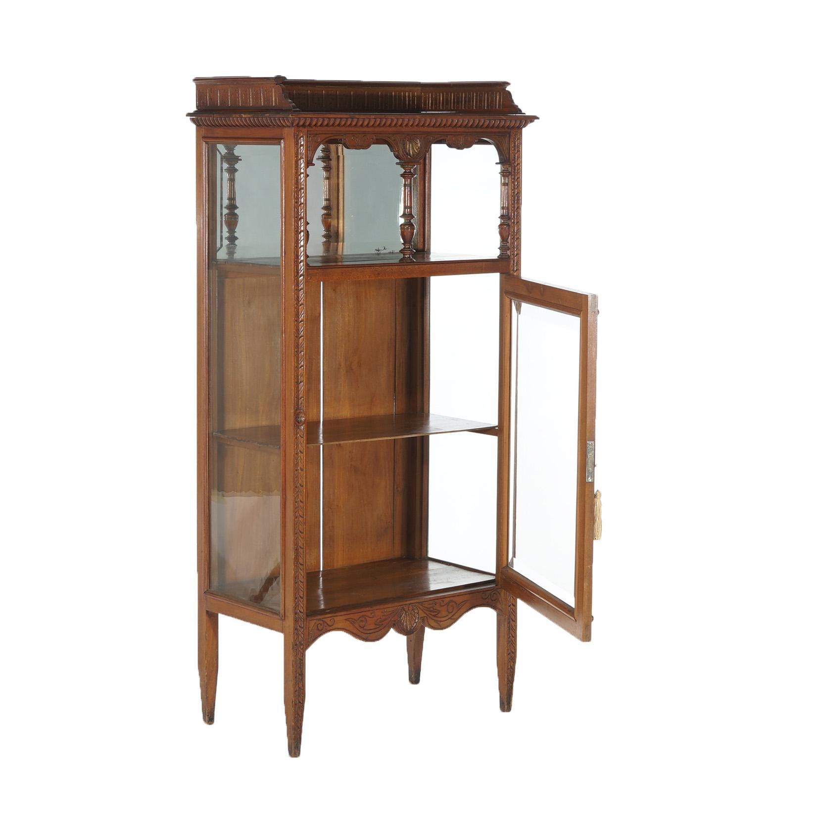 Antique Eastlake Victorian Mahogany Single Door & Mirrored Curio Cabinet C1900 For Sale 13