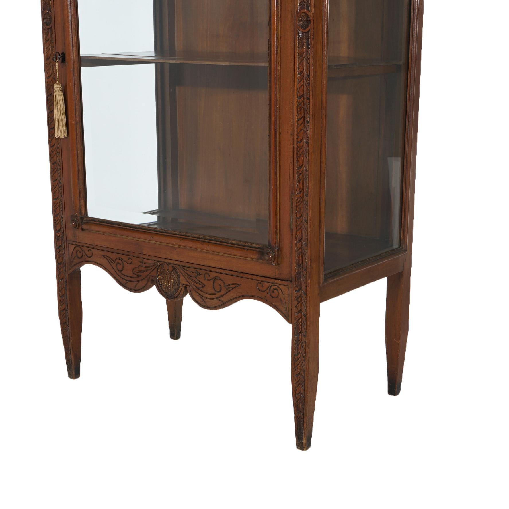 Antique Eastlake Victorian Mahogany Single Door & Mirrored Curio Cabinet C1900 In Good Condition For Sale In Big Flats, NY