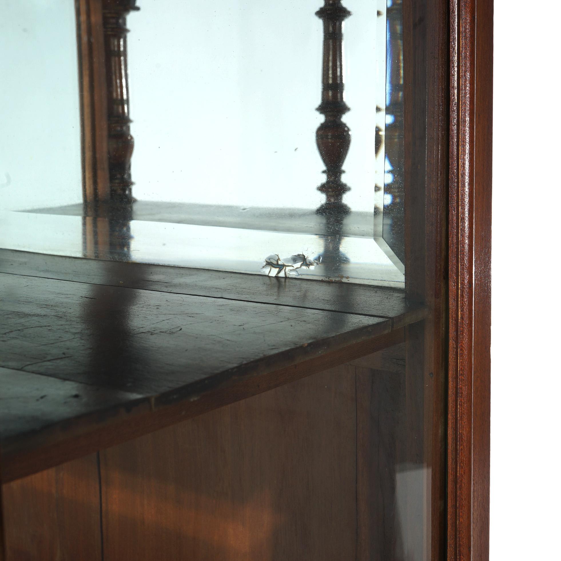Antique Eastlake Victorian Mahogany Single Door & Mirrored Curio Cabinet C1900 For Sale 1