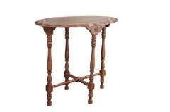 Antique Eastlake Victorian Maple Oval Scalloped Serpentine Parlor Side Table