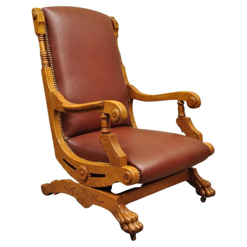 Antique Eastlake Victorian Carved Walnut Platform Rocker Rocking Chair ...
