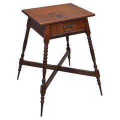Antique Eastlake Victorian Turn Carved Spindle Leg Walnut Plant Stand Fern Table