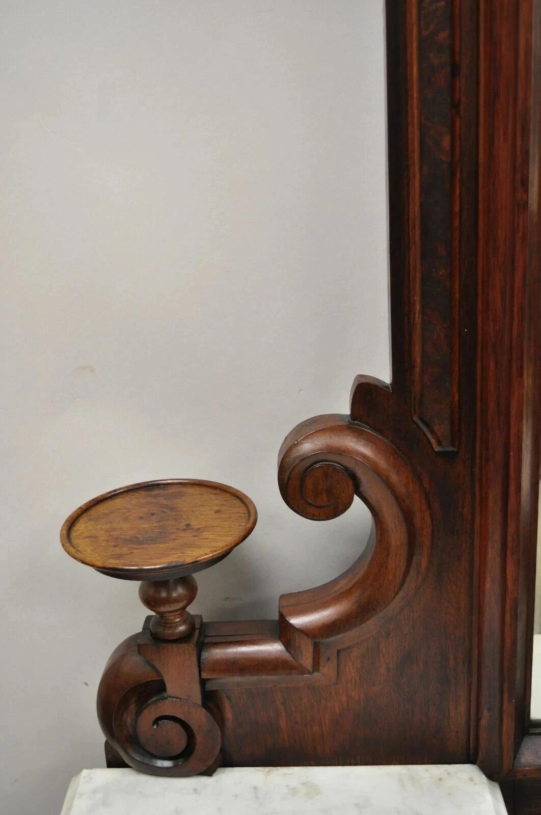 Antique Eastlake Victorian Walnut 3 Marble Tier Dresser Chest With Tall Mirror For Sale 3
