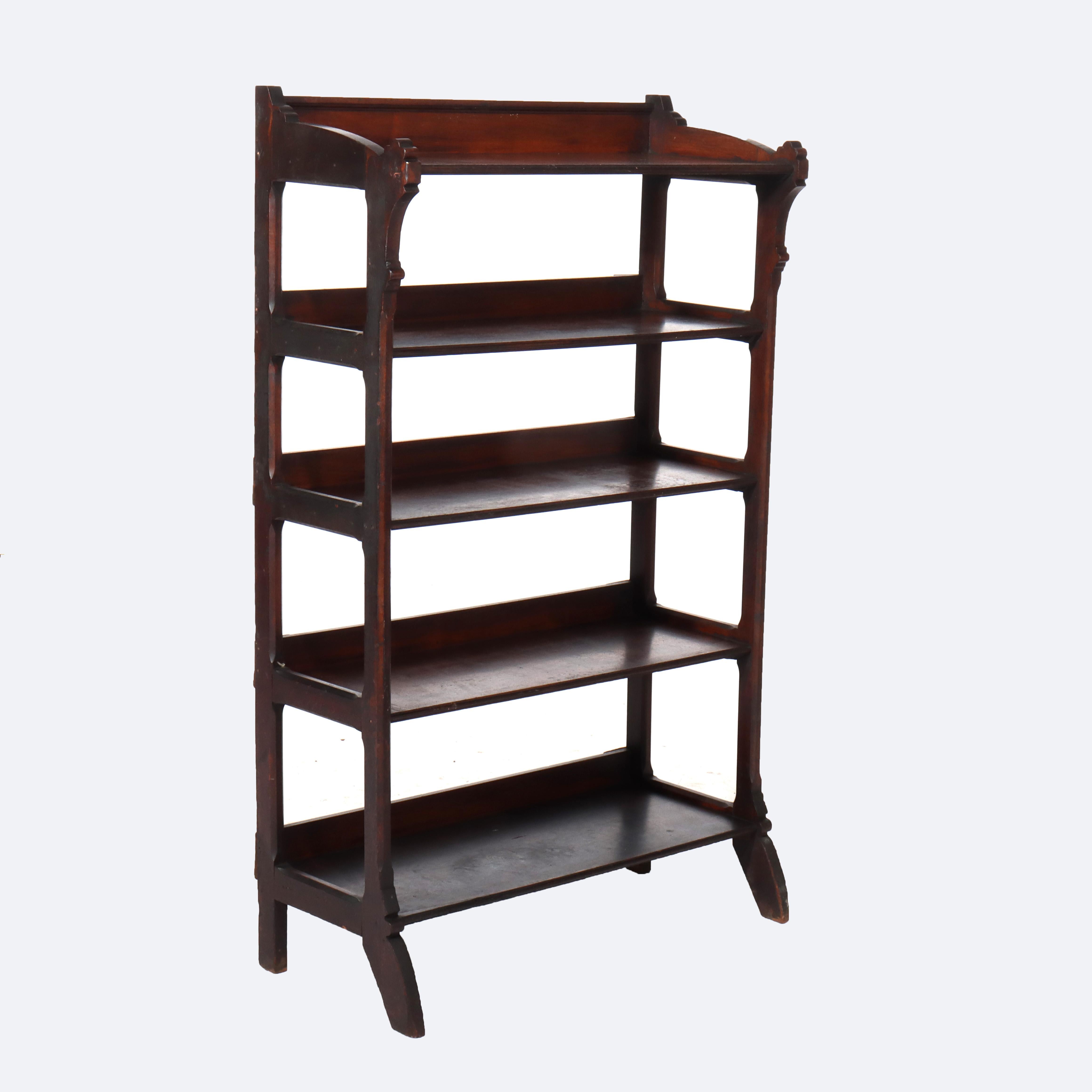 Antique Eastlake Victorian Walnut Bookshelf C1890 For Sale 10