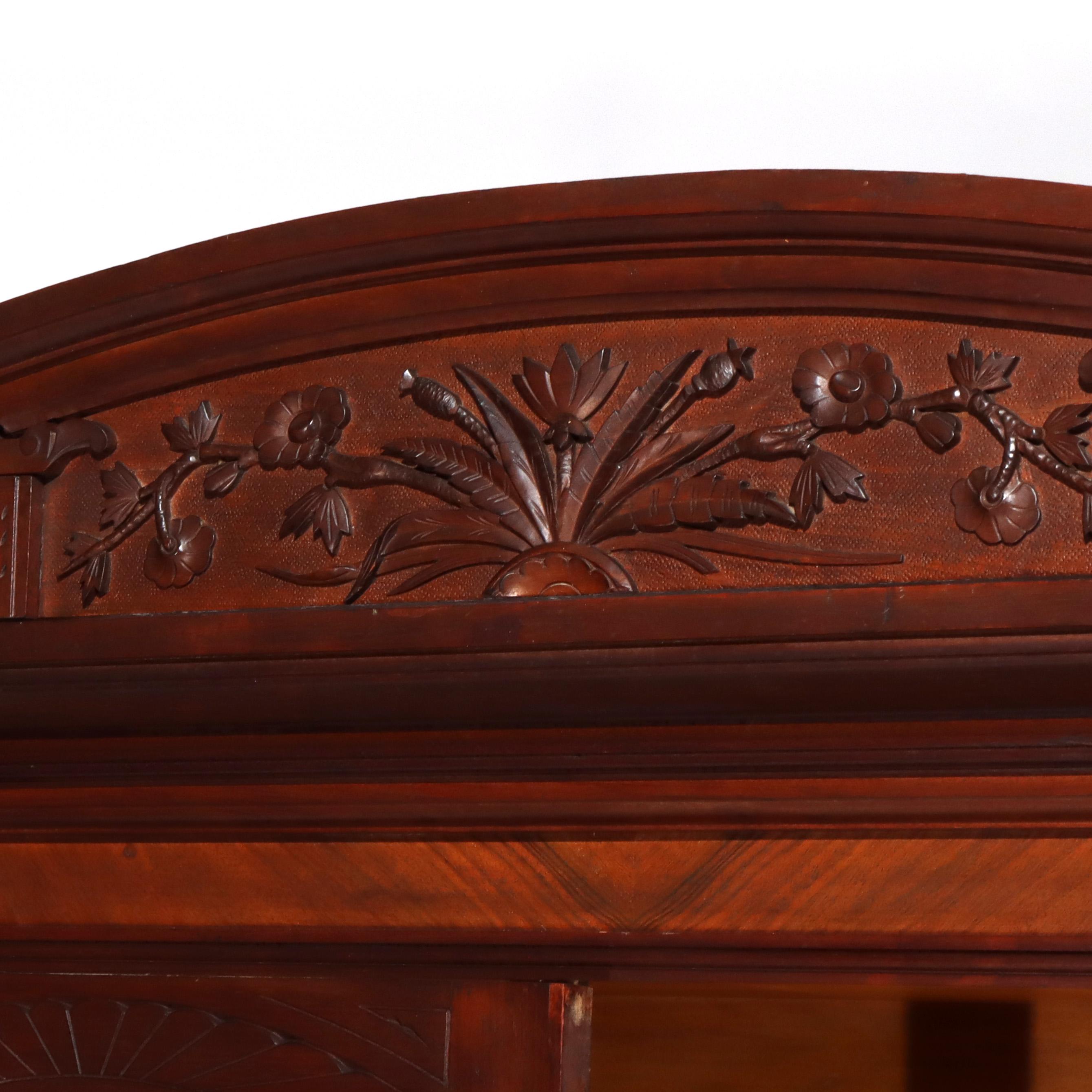 Antique Eastlake Victorian Walnut & Burl 2-Door 2-Drawer Bookcase c1890 For Sale 7