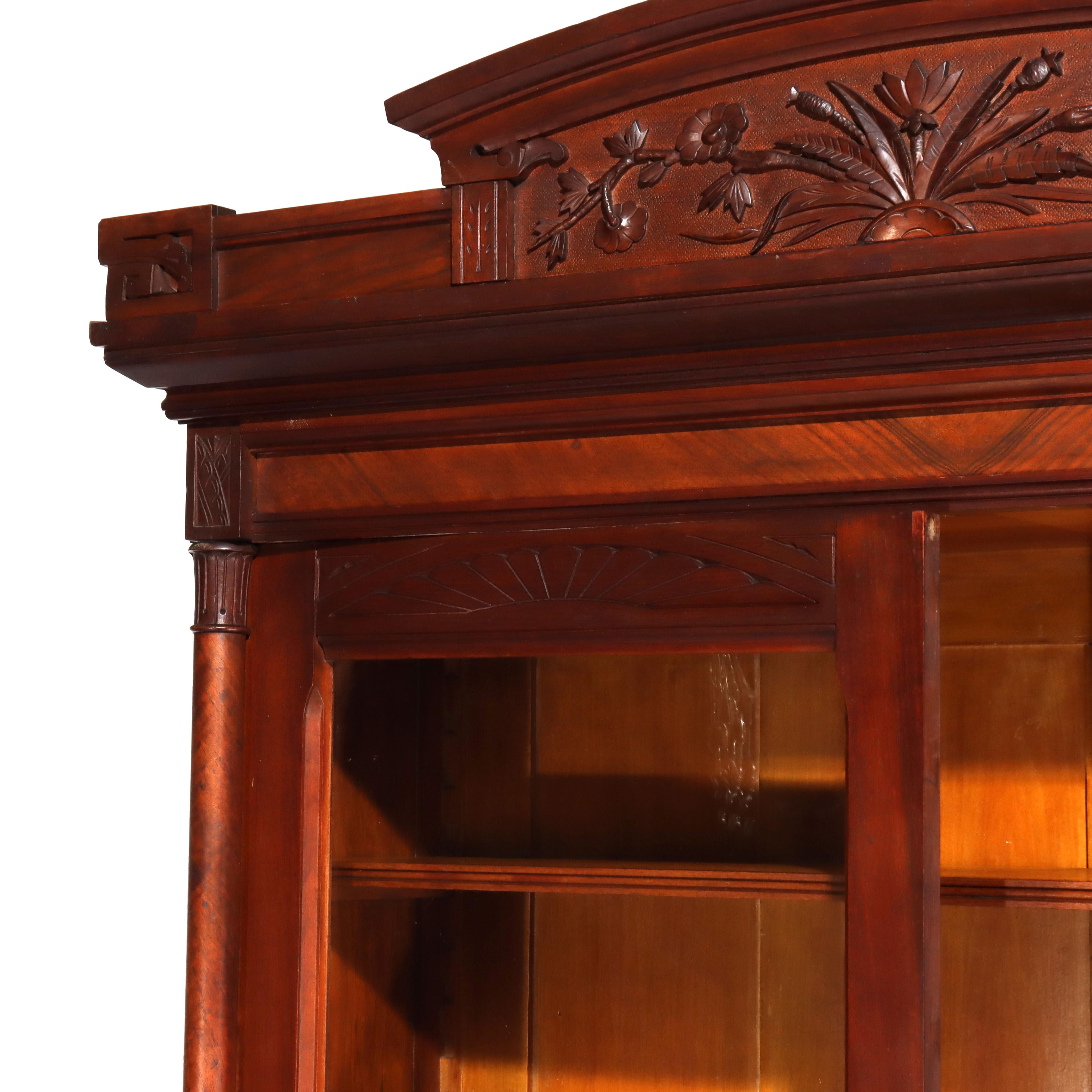 Antique Eastlake Victorian Walnut & Burl 2-Door 2-Drawer Bookcase c1890 For Sale 8
