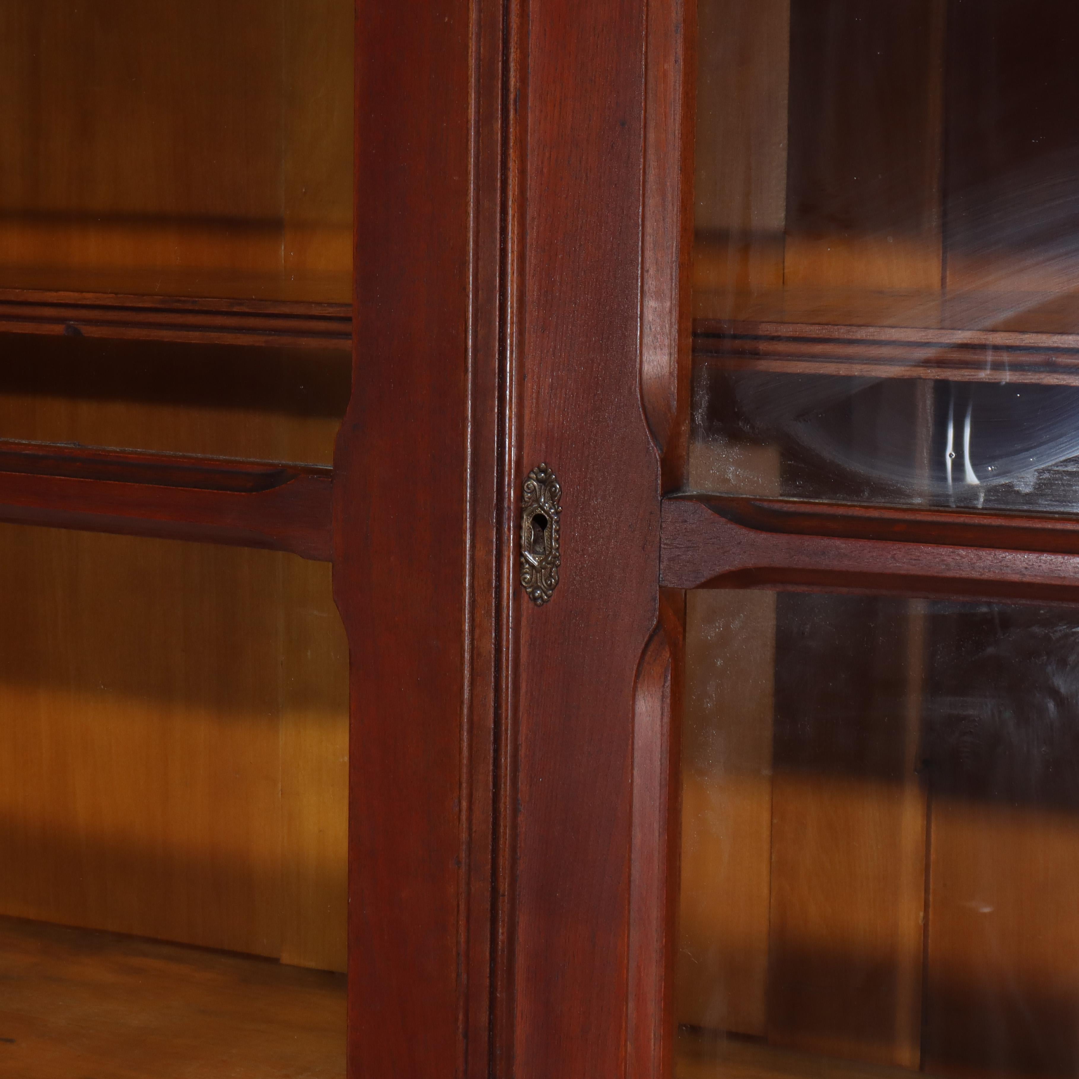 Antique Eastlake Victorian Walnut & Burl 2-Door 2-Drawer Bookcase c1890 For Sale 1
