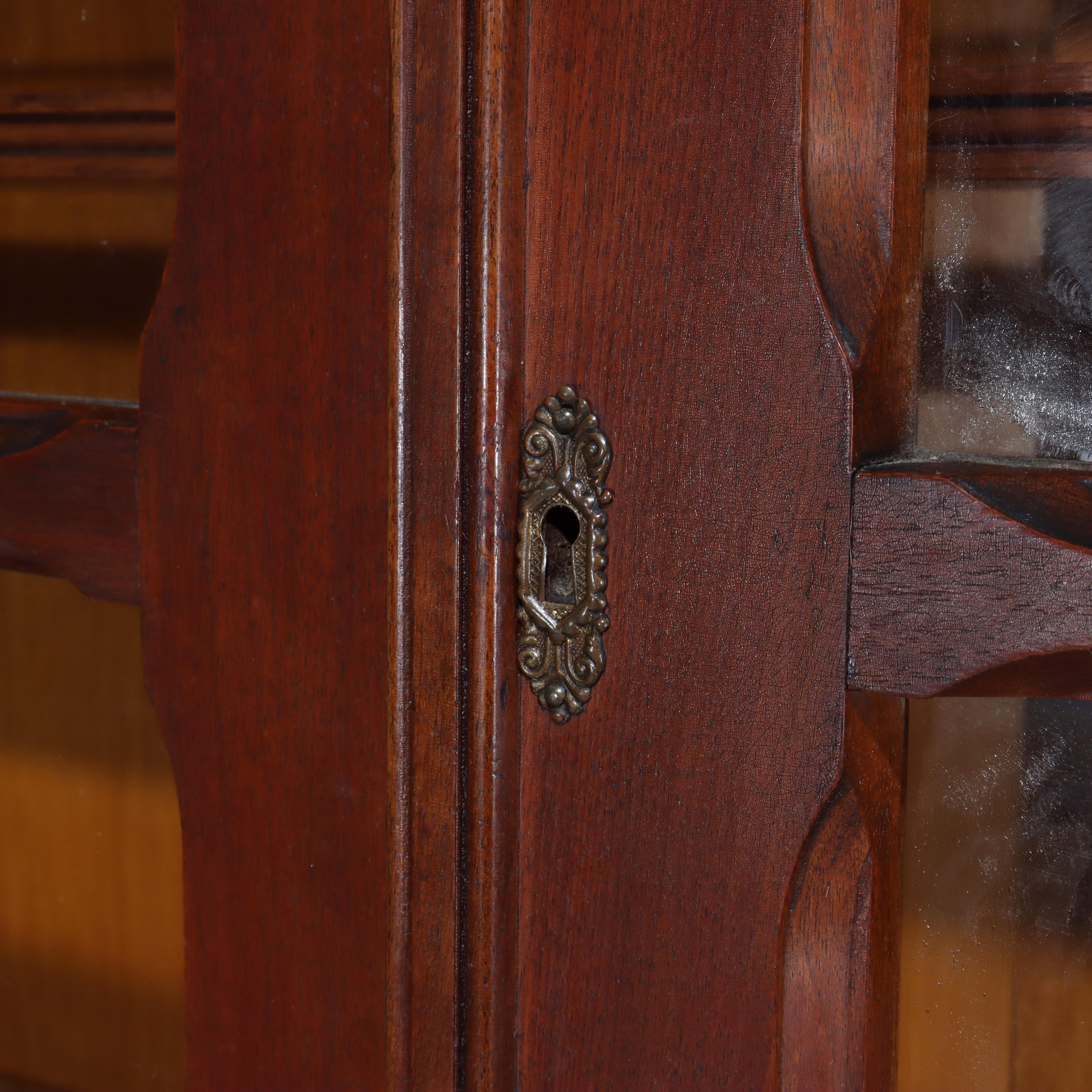 Antique Eastlake Victorian Walnut & Burl 2-Door 2-Drawer Bookcase c1890 For Sale 2