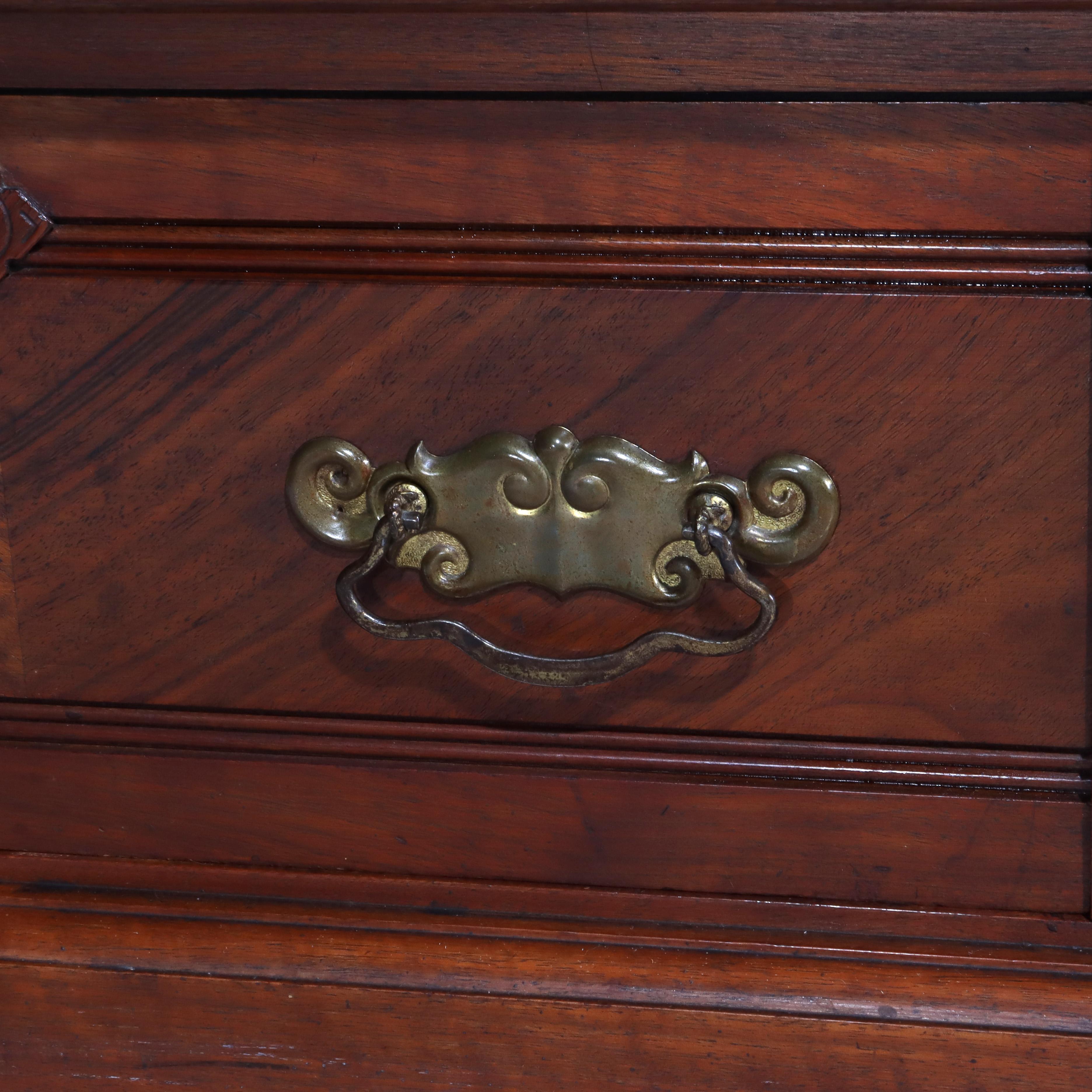 Antique Eastlake Victorian Walnut & Burl 2-Door 2-Drawer Bookcase c1890 For Sale 4
