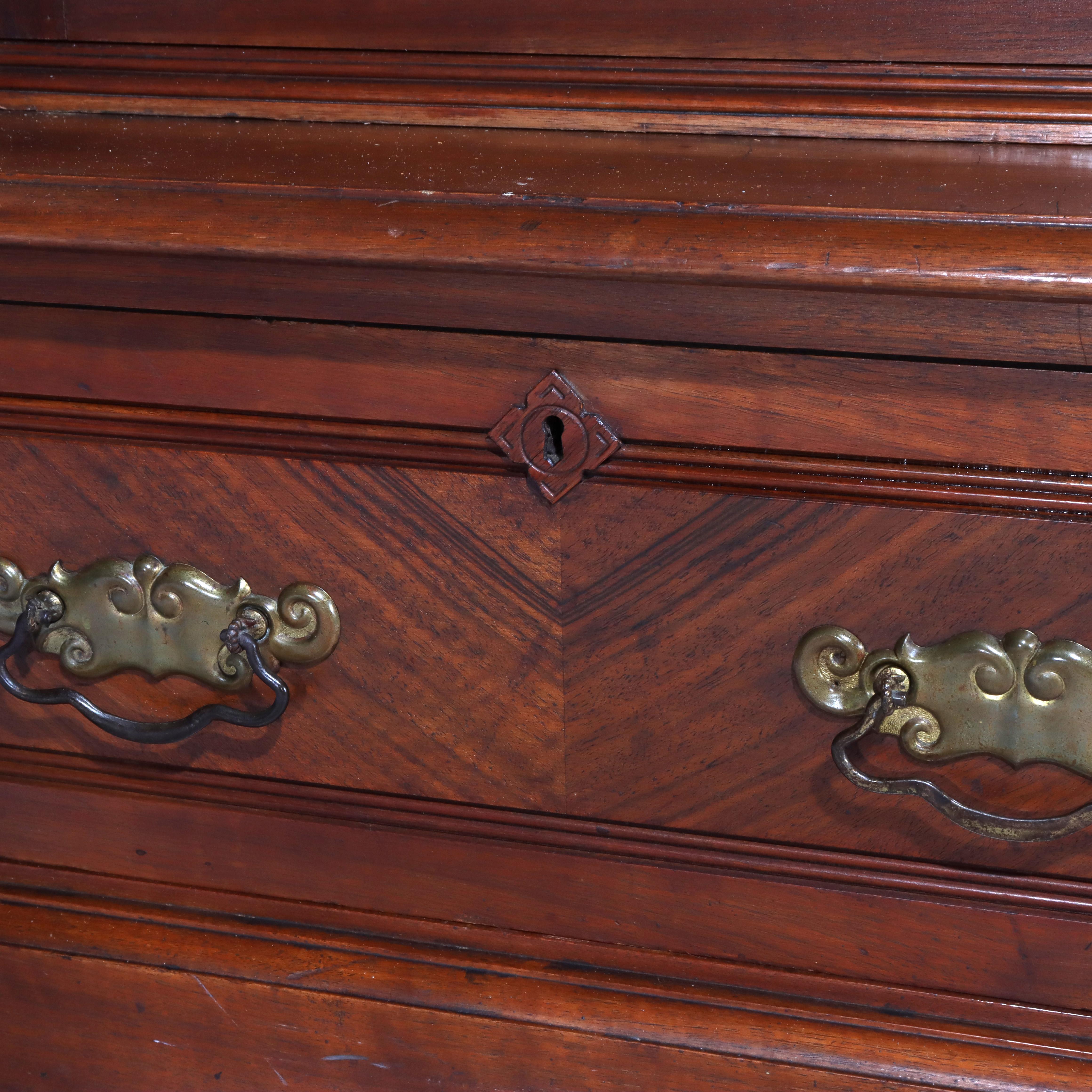 Antique Eastlake Victorian Walnut & Burl 2-Door 2-Drawer Bookcase c1890 For Sale 5