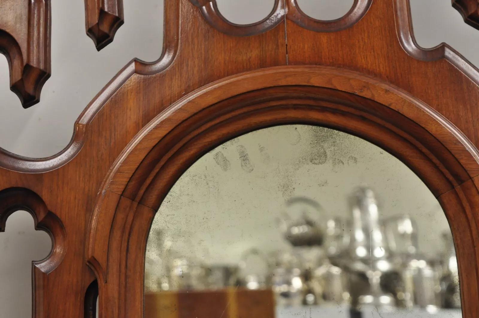 Antique Eastlake Victorian Walnut Coat Hall Tree Umbrella Stand with Mirror For Sale 1