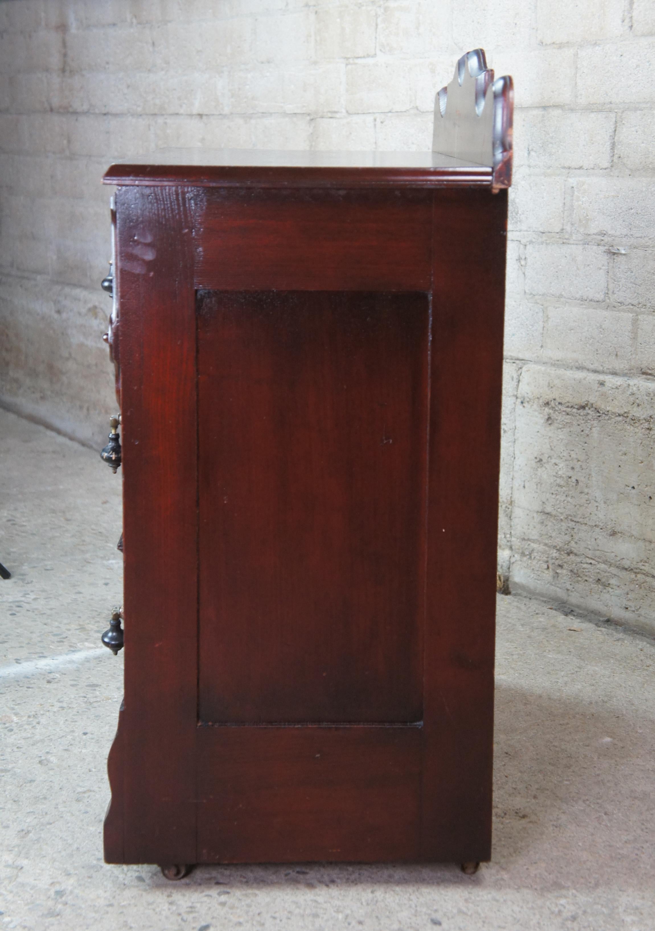 Antique Eastlake Victorian Walnut Dresser Chest of Drawers Nightstand Wash Stand 6