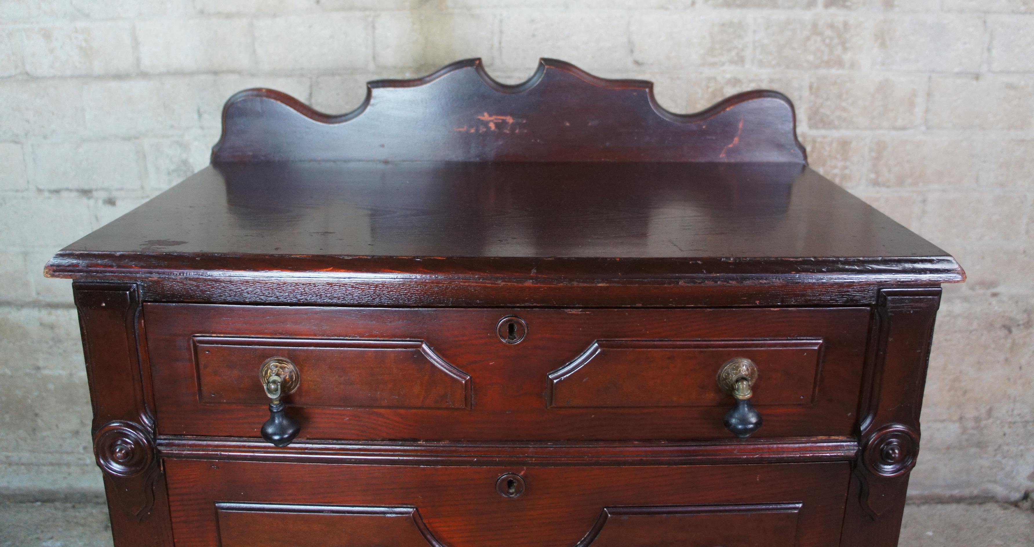19th Century Antique Eastlake Victorian Walnut Dresser Chest of Drawers Nightstand Wash Stand