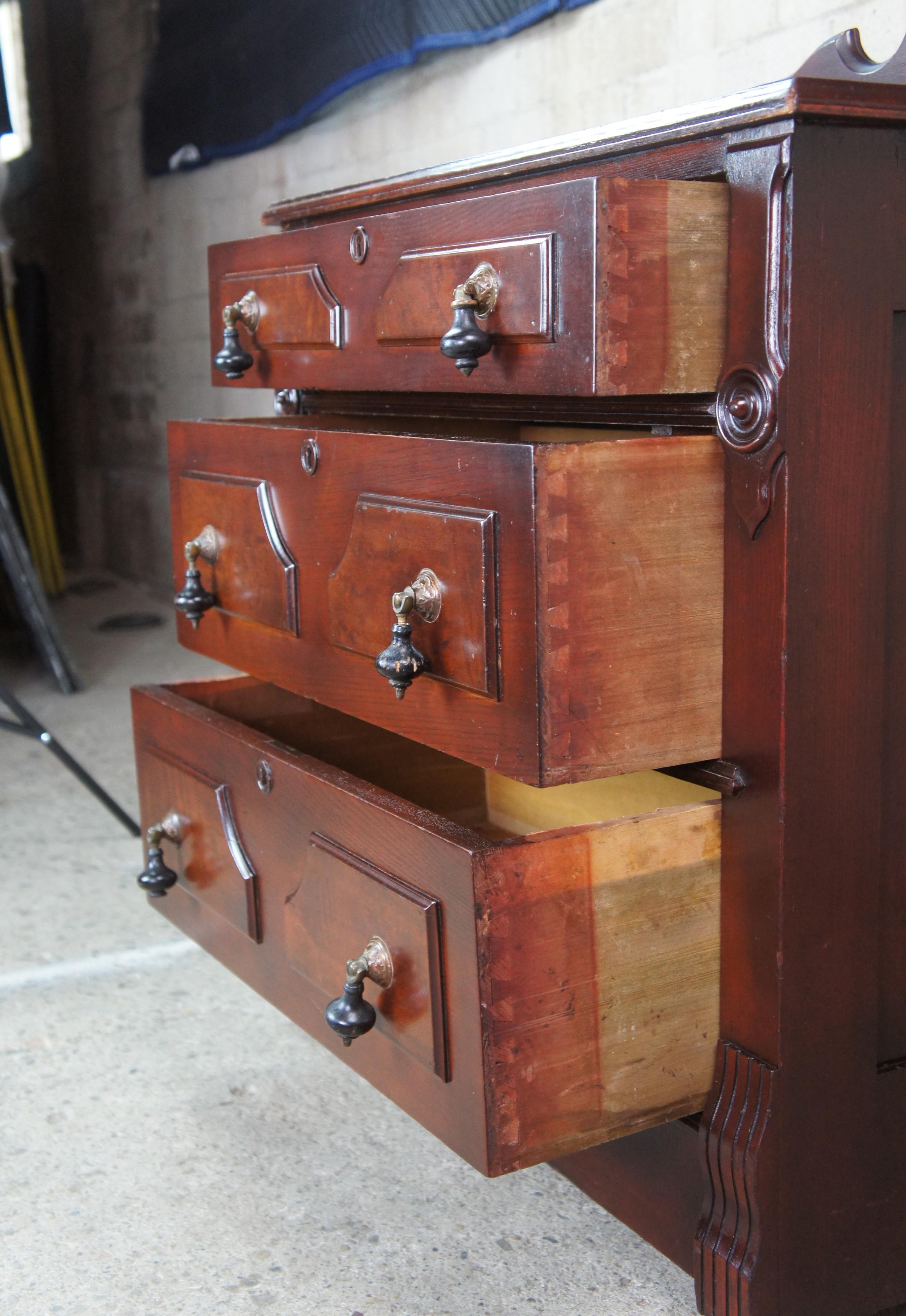 Antique Eastlake Victorian Walnut Dresser Chest of Drawers Nightstand Wash Stand 3