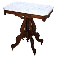 Antique Eastlake Victorian Walnut Marble Top Table C1890