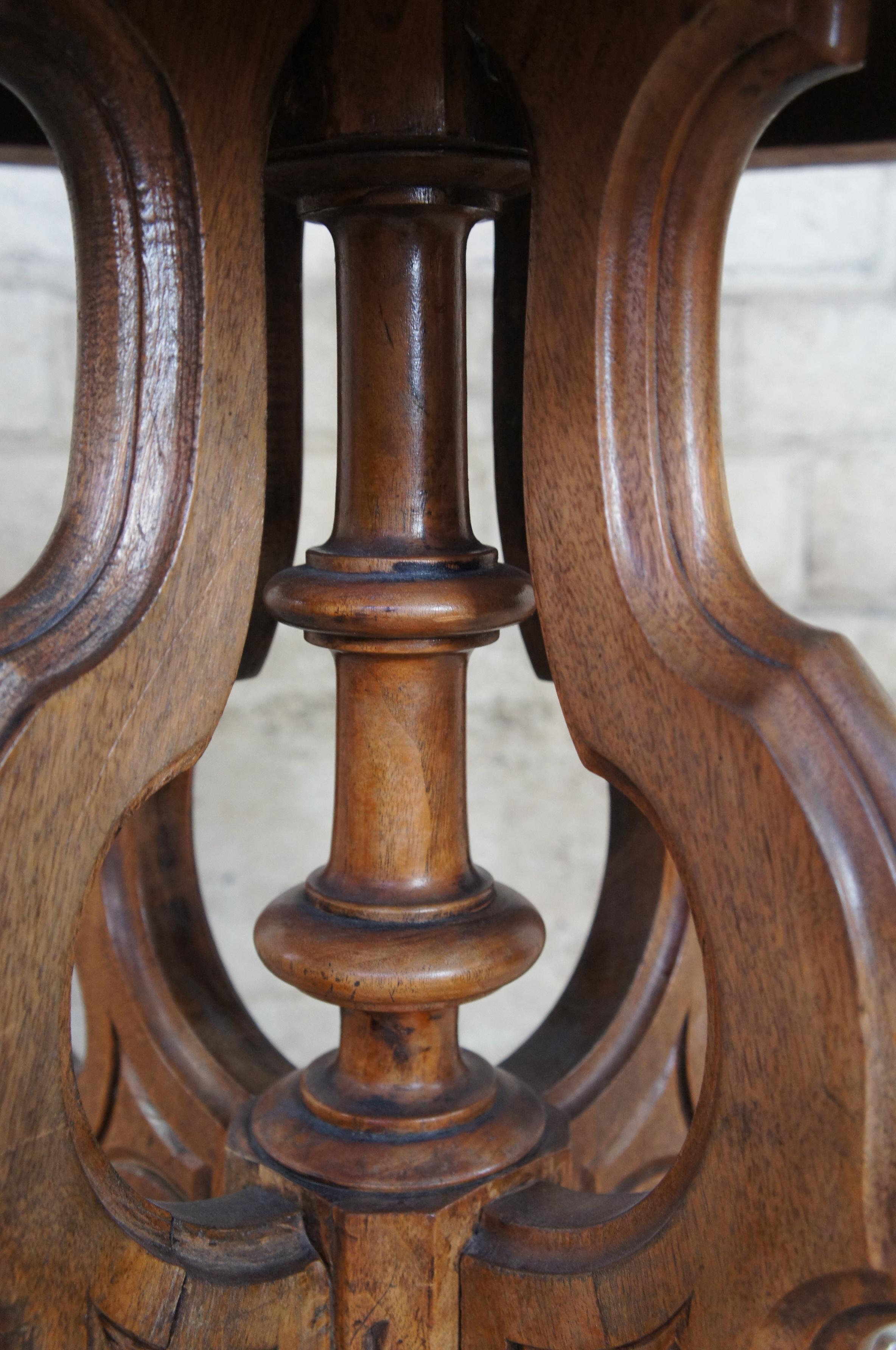 Antique Eastlake Victorian Walnut Oval Marble Top Parlor Center Side Table 1