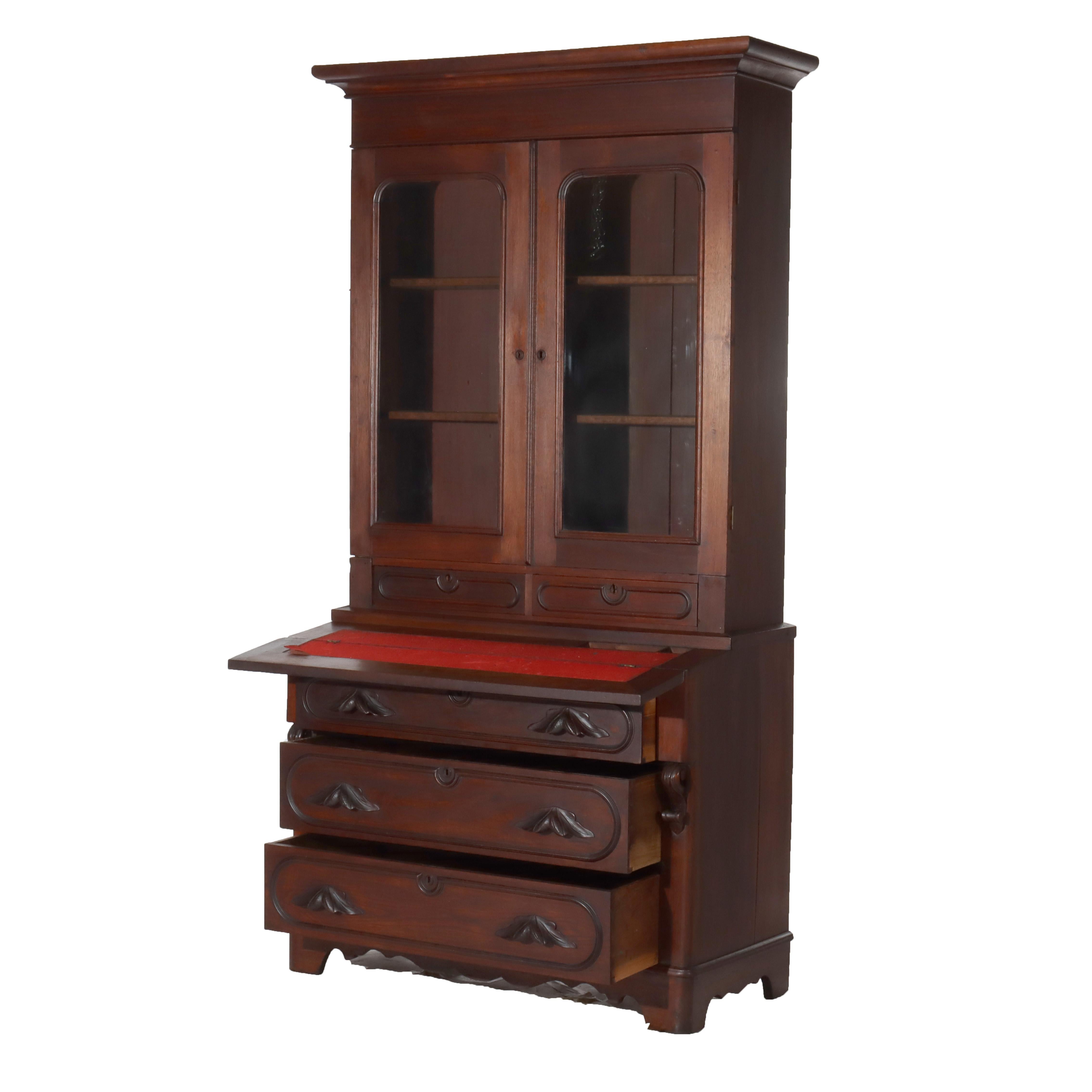 Ancien bureau secrétaire victorien en noyer Eastlake C1880 en vente 6