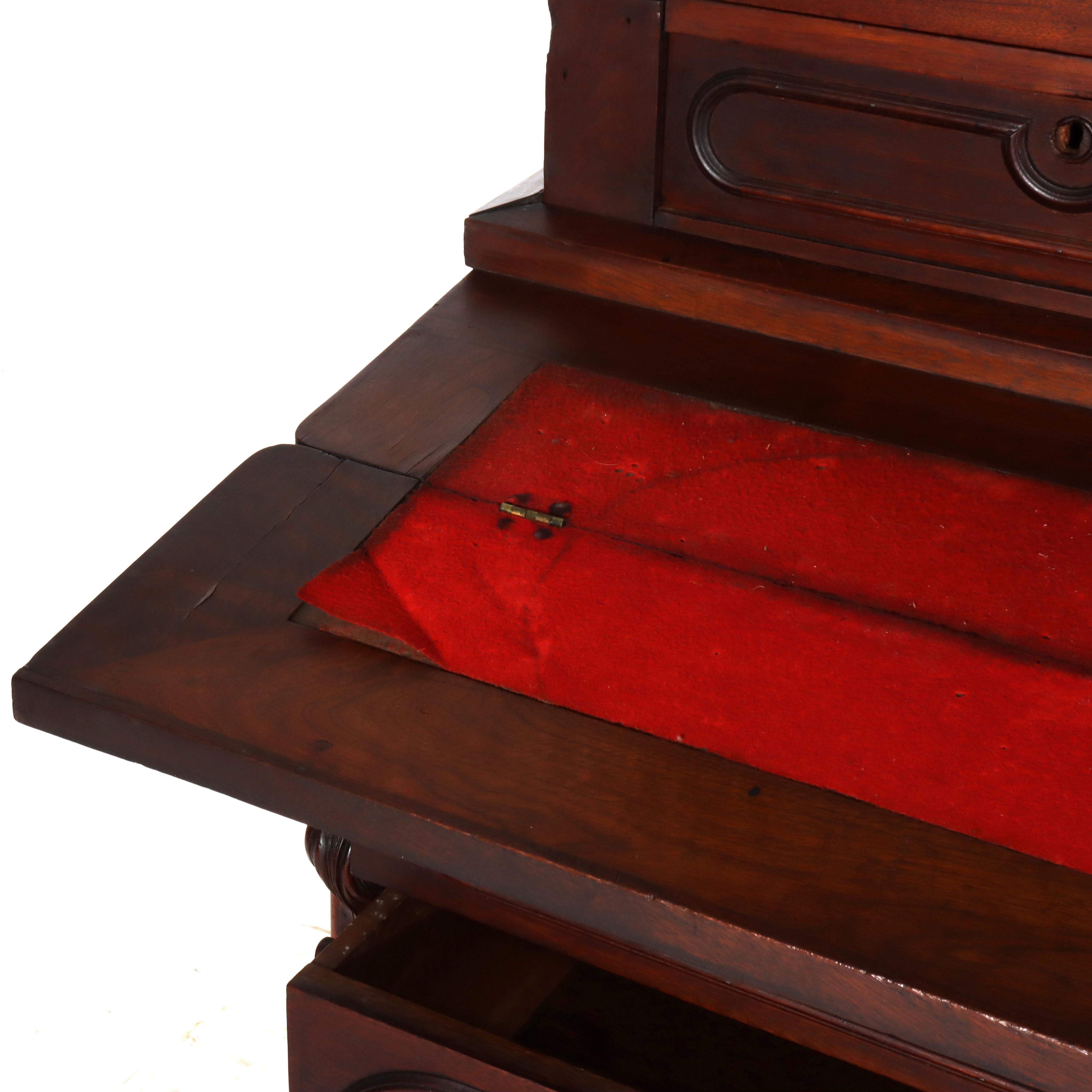Ancien bureau secrétaire victorien en noyer Eastlake C1880 en vente 8