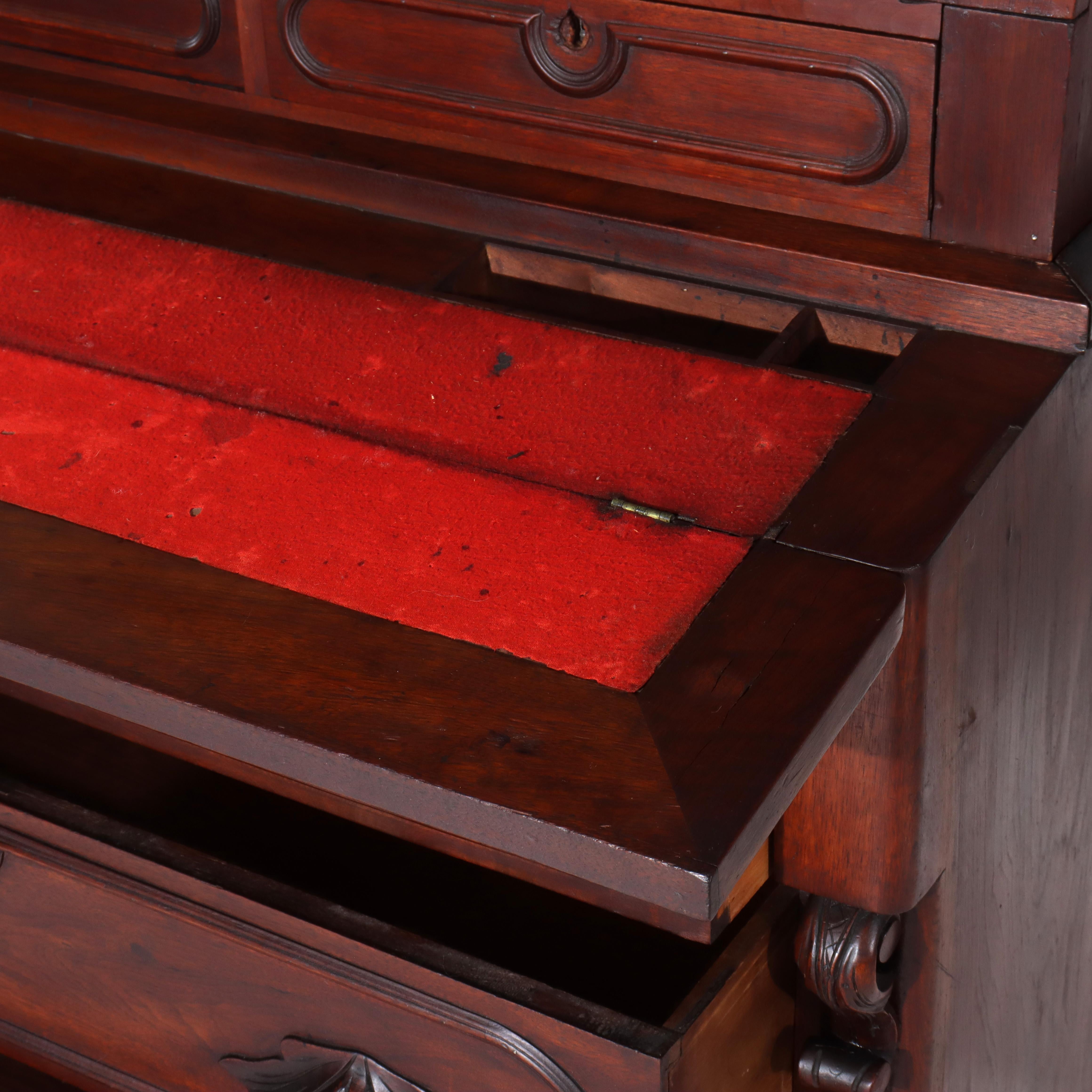 Ancien bureau secrétaire victorien en noyer Eastlake C1880 en vente 9