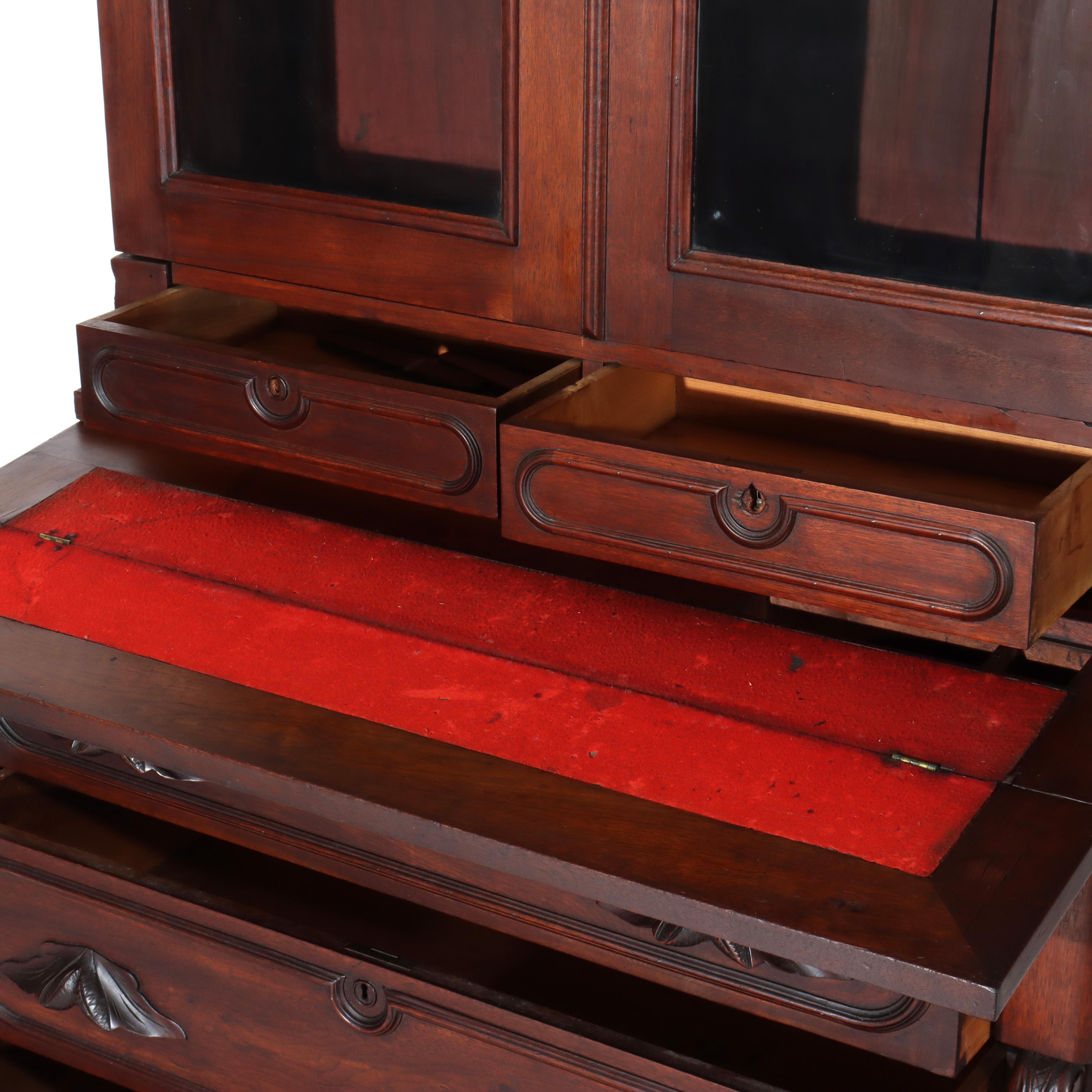 Ancien bureau secrétaire victorien en noyer Eastlake C1880 en vente 10