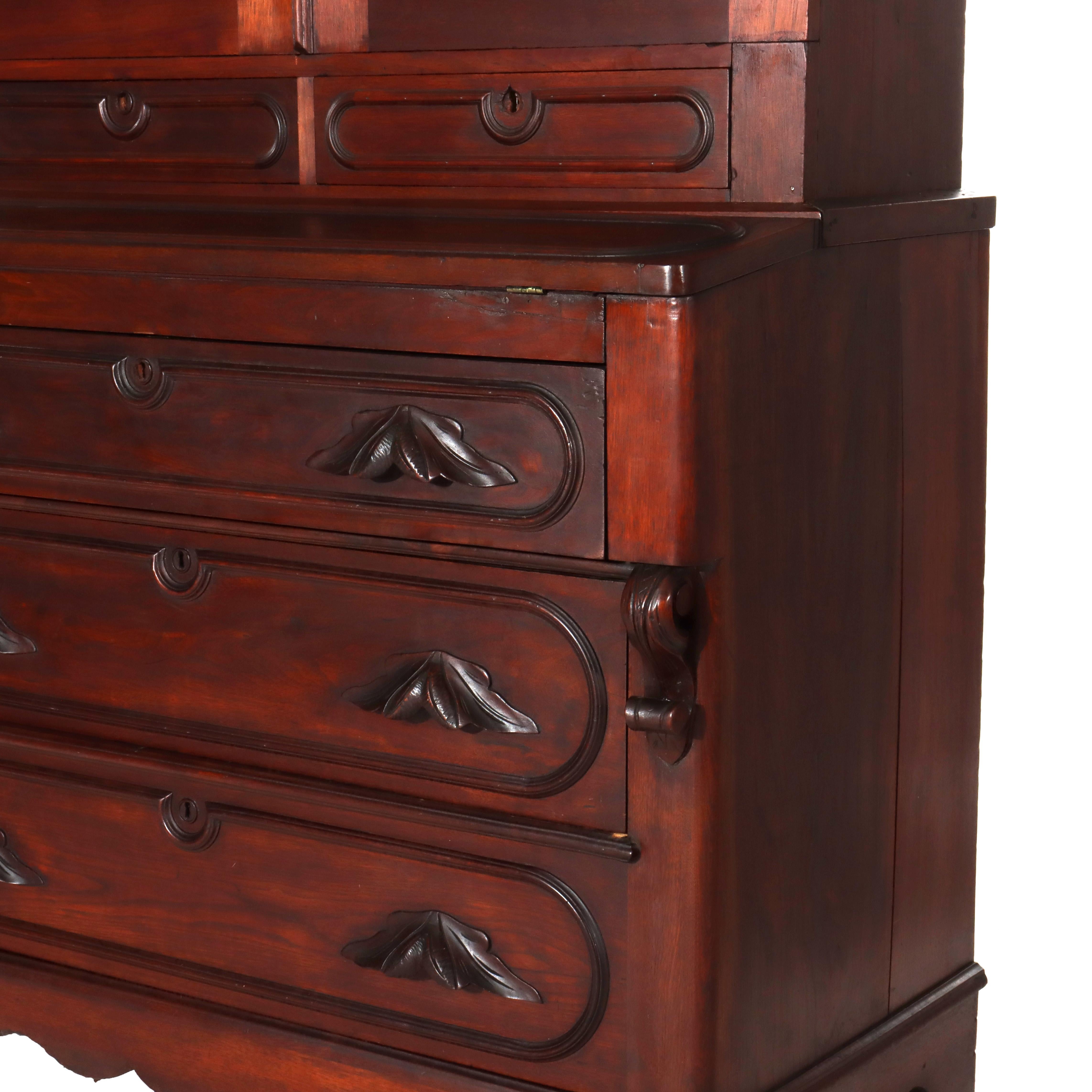 Ancien bureau secrétaire victorien en noyer Eastlake C1880

Mesures - 83 1/2