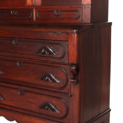 Antique Eastlake Victorian Walnut Secretary Desk C1880