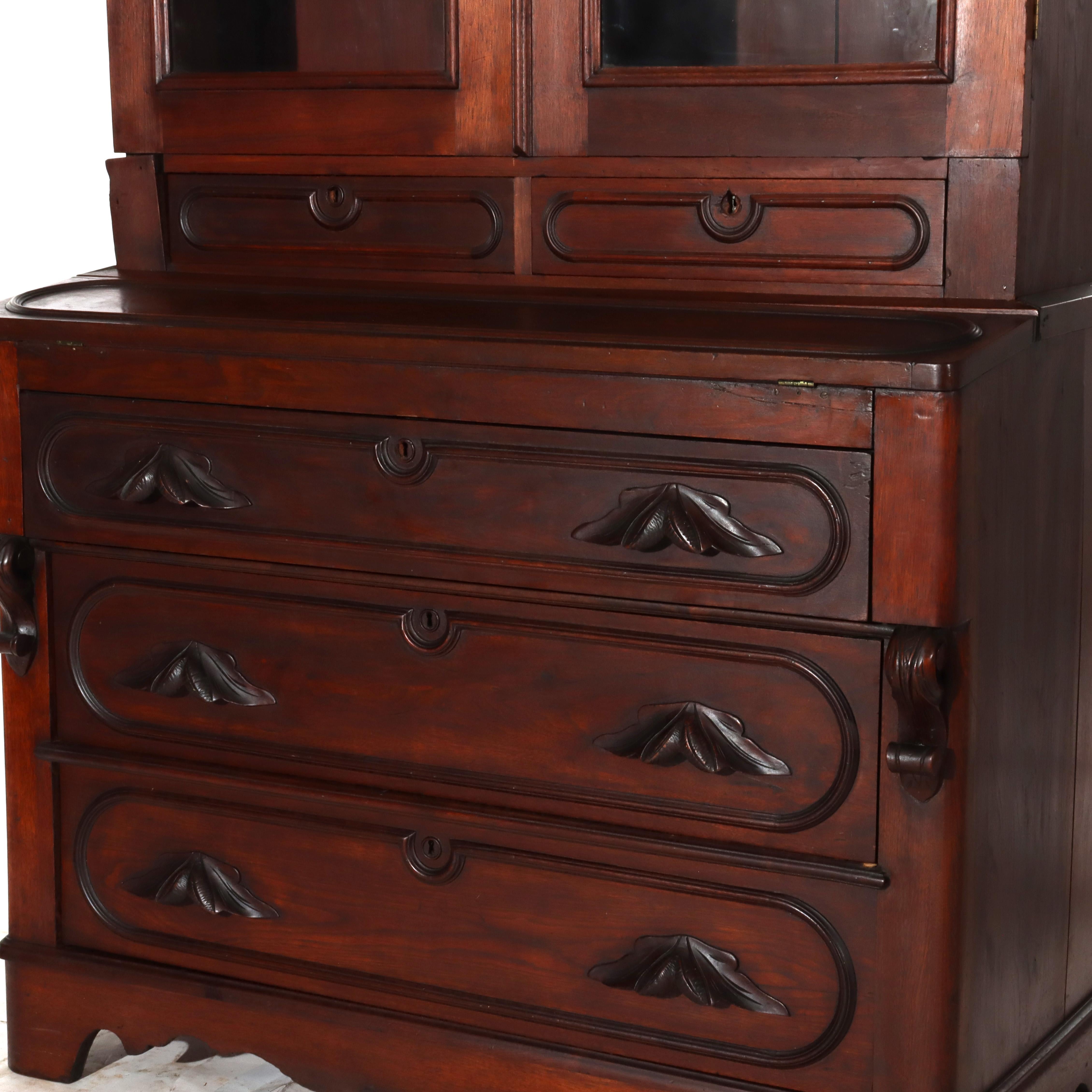 XIXe siècle Ancien bureau secrétaire victorien en noyer Eastlake C1880 en vente