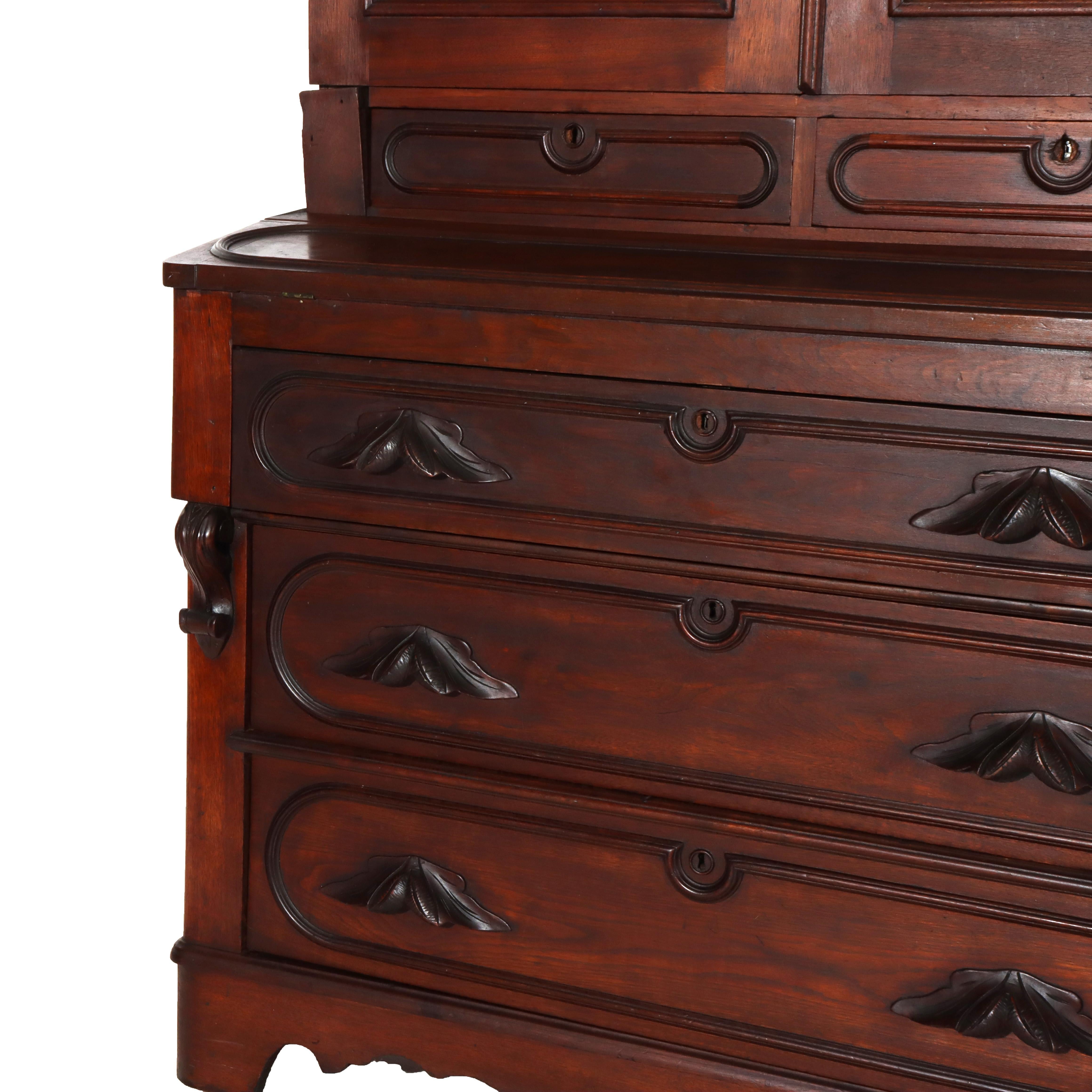 Noyer Ancien bureau secrétaire victorien en noyer Eastlake C1880 en vente